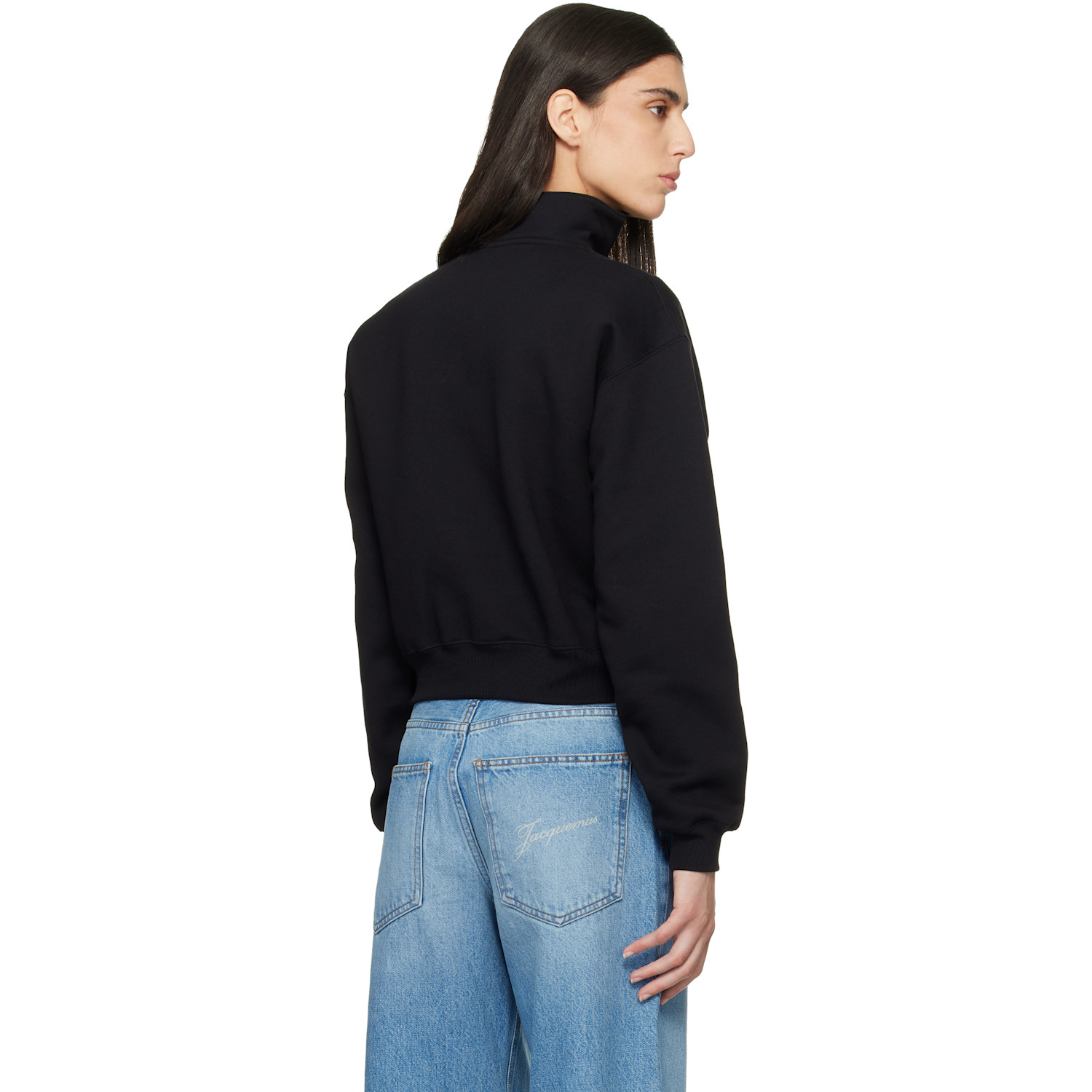  Jacquemus Black 'the Gros Grain Zipped-rollneck' Sweatshirt 