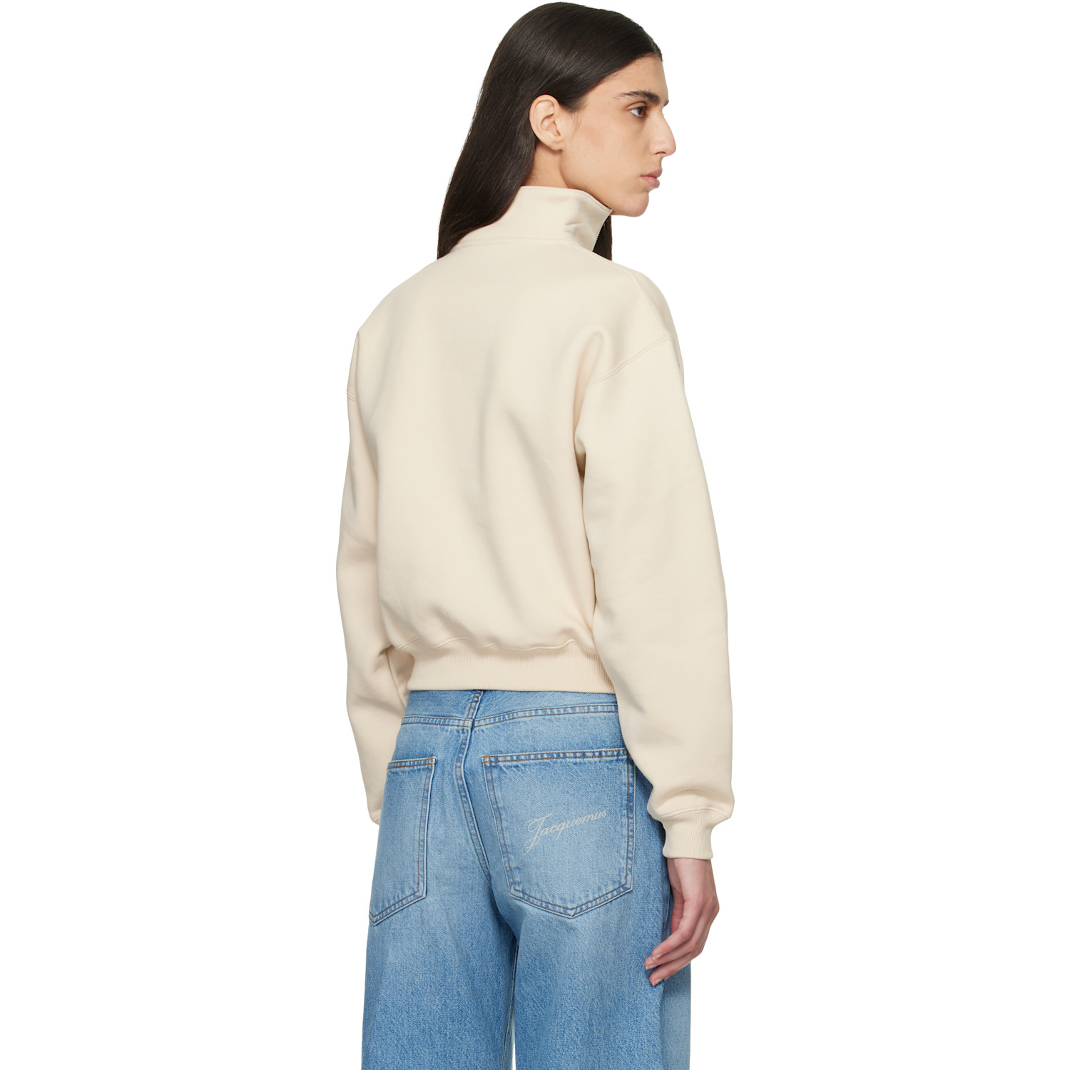  Jacquemus Beige 'the Gros Grain Zipped-rollneck' Sweatshirt 