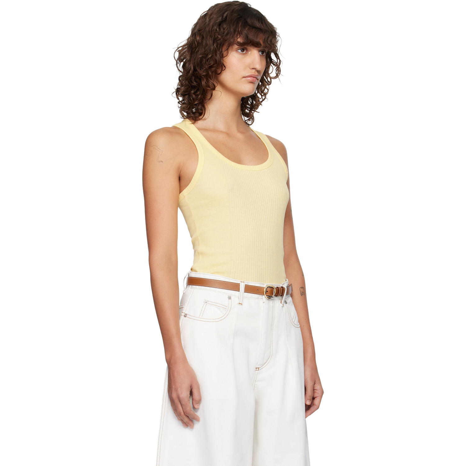  Jacquemus Yellow 'the Rond Carré' Tank Top 