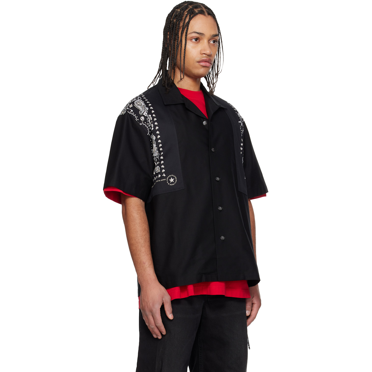  Mastermind Japan Black Bandana Short Sleeve Shirt 