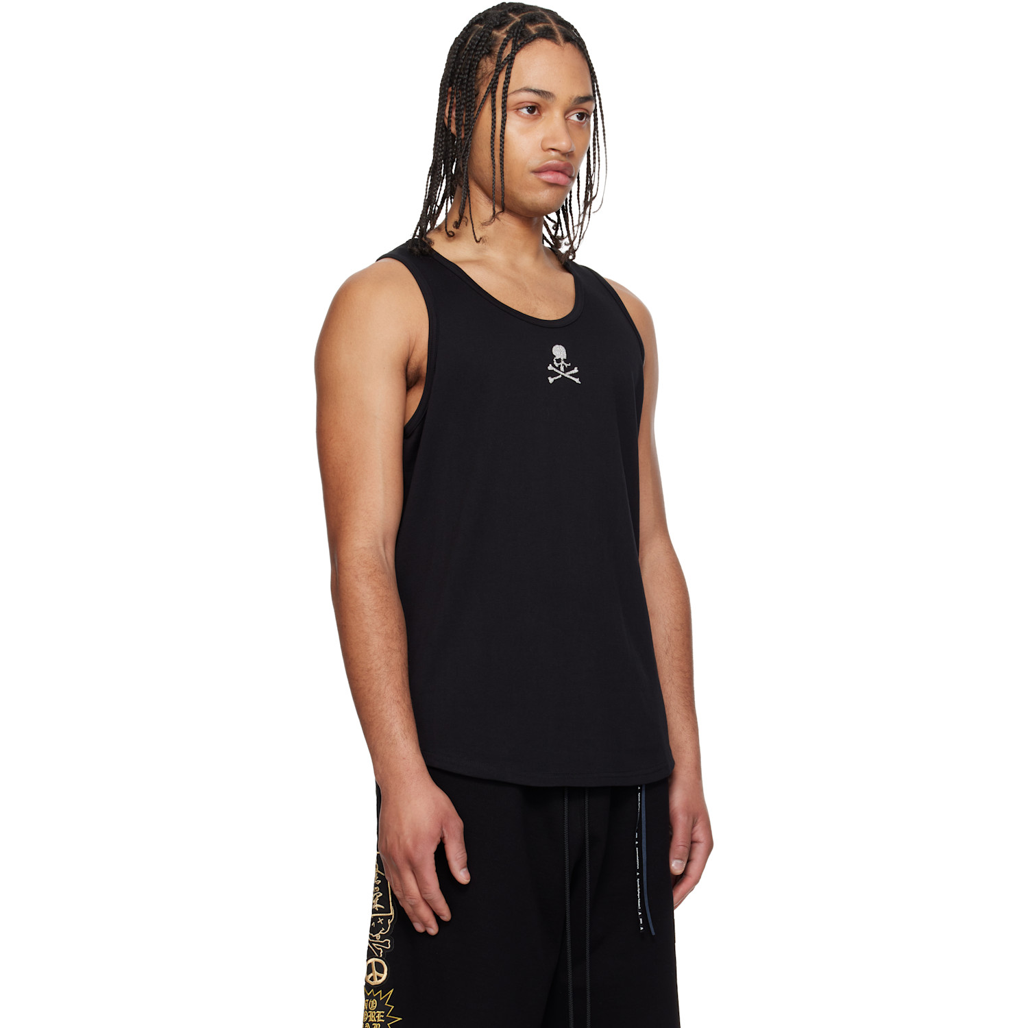  Mastermind Japan Black Glass Beaded Loopwheel Tank Top 