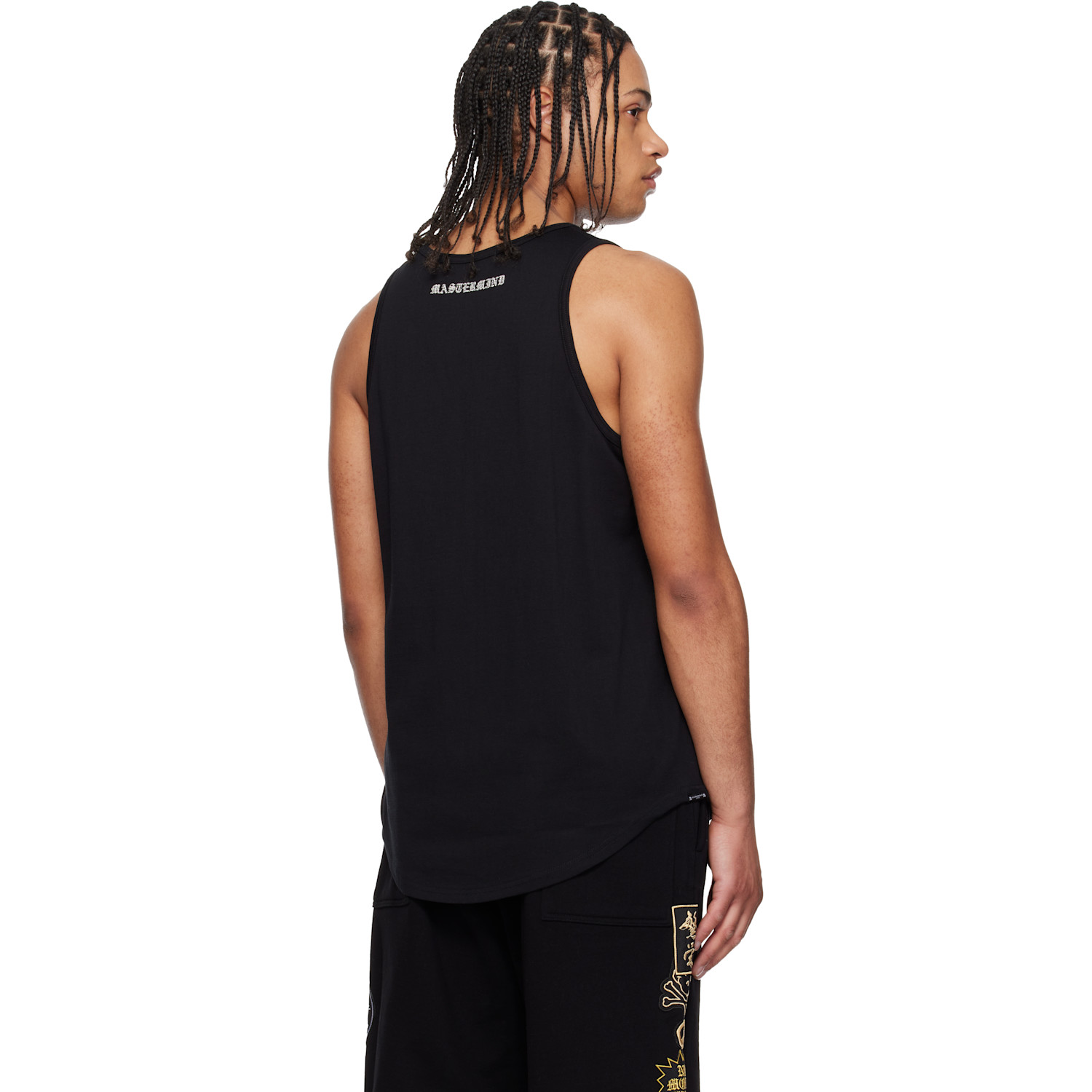  Mastermind Japan Black Glass Beaded Loopwheel Tank Top 