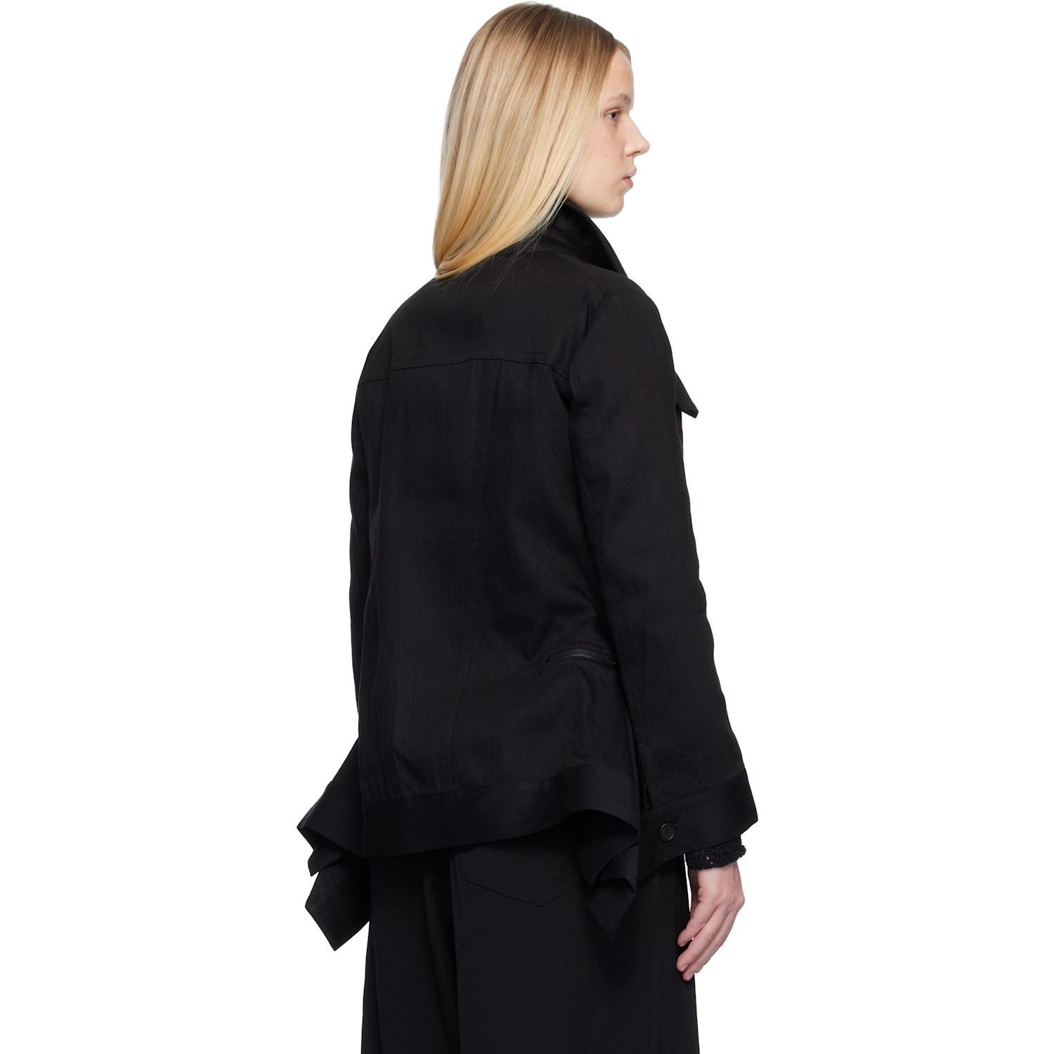  Yohji Yamamoto Black Side Zip Denim Jacket 