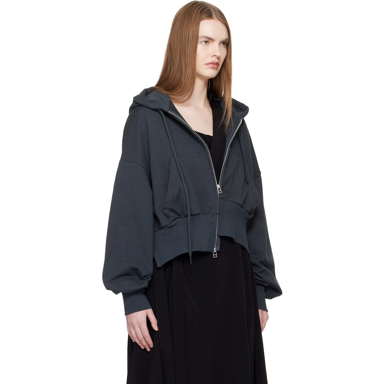  Yohji Yamamoto Gray Unbalanced Hoodie 
