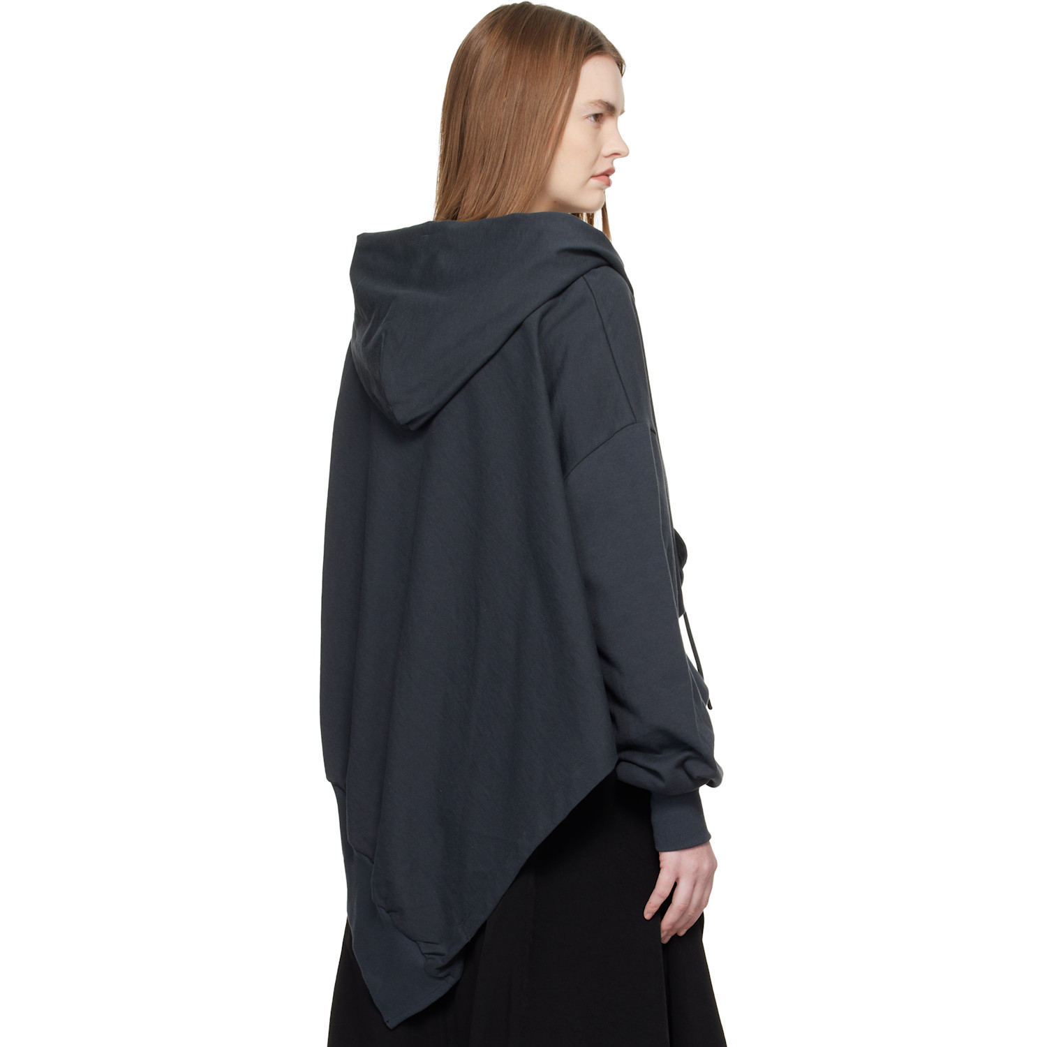  Yohji Yamamoto Gray Unbalanced Hoodie 