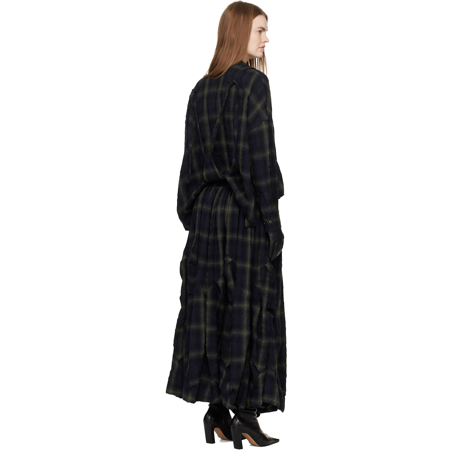  Yohji Yamamoto Navy Suspender Maxi Skirt 