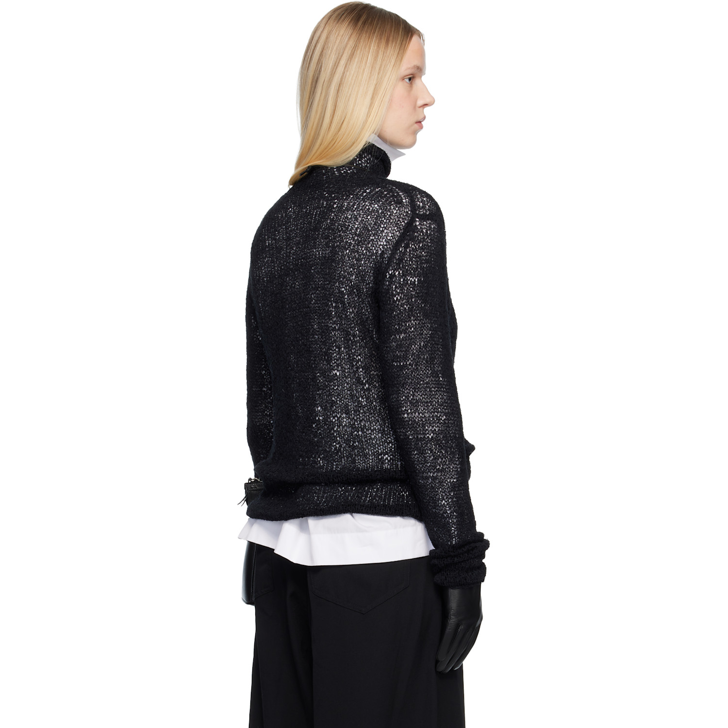  Yohji Yamamoto Black Summer Knit High Neck Sweater 