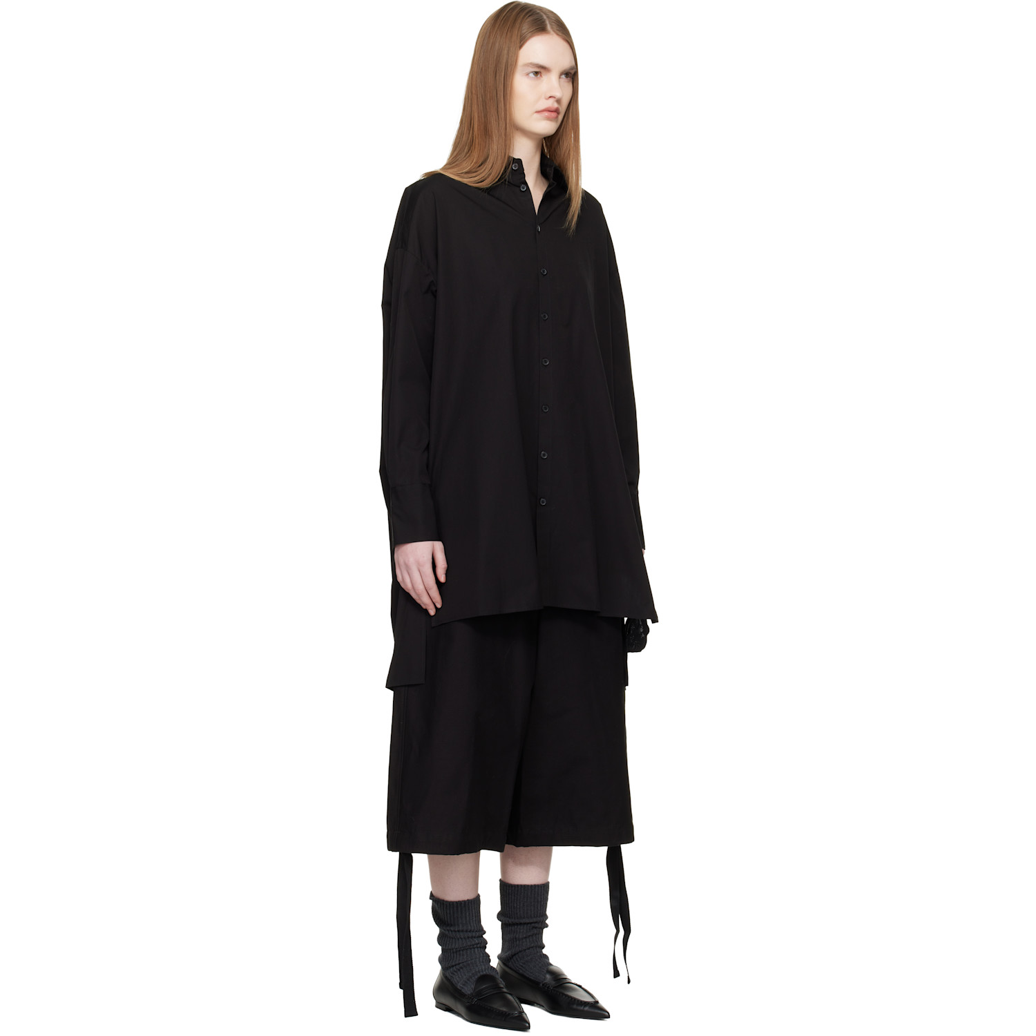  Yohji Yamamoto Black Broad Button Detail Shirt 