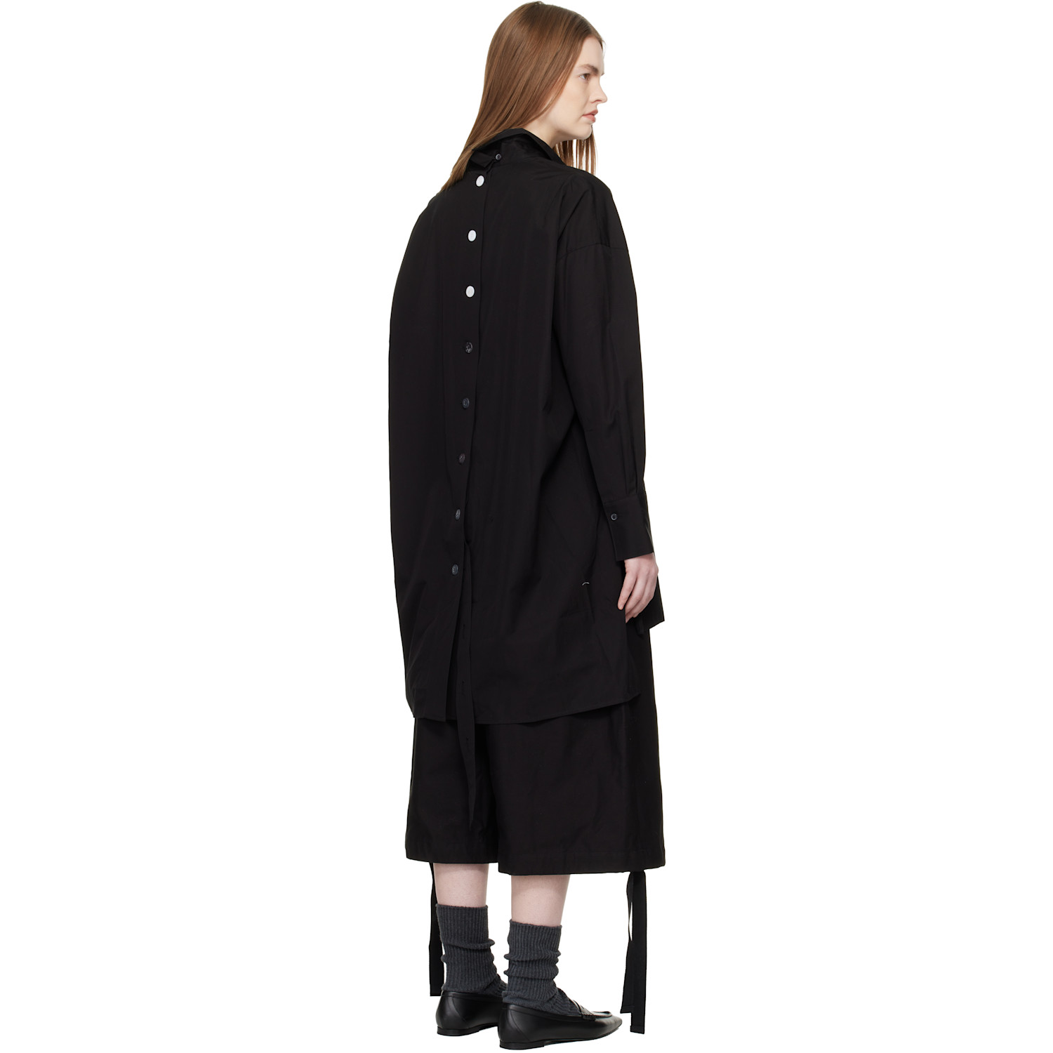  Yohji Yamamoto Black Broad Button Detail Shirt 