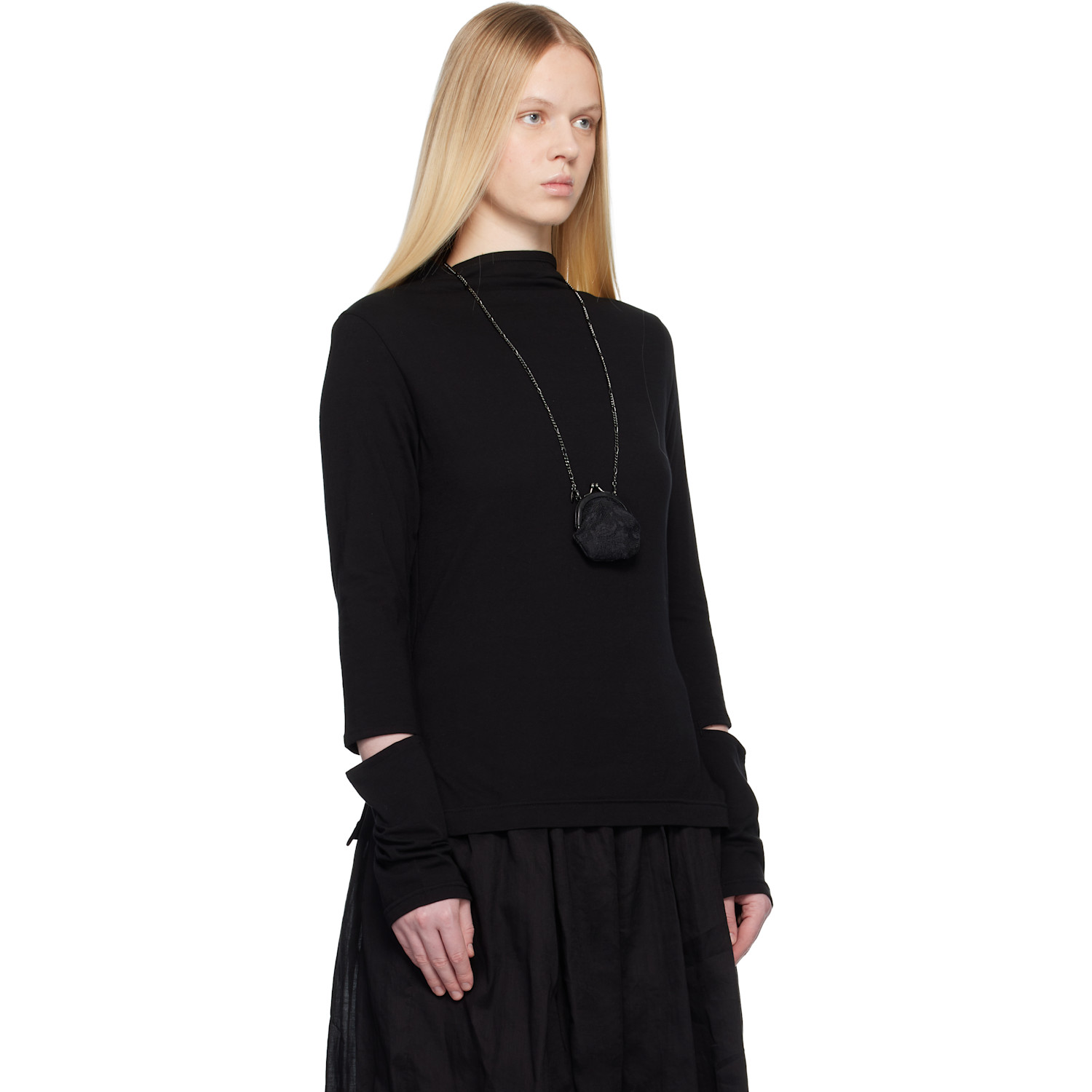  Yohji Yamamoto Black Slit Detail T-shirt 