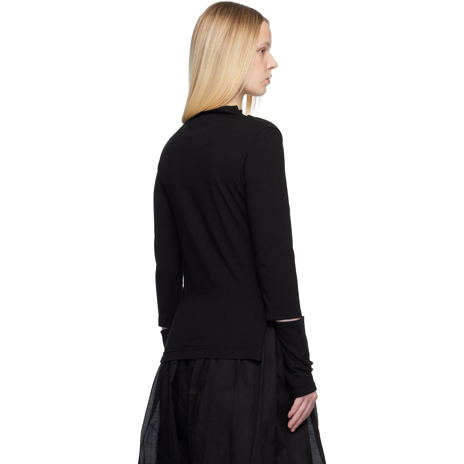  Yohji Yamamoto Black Slit Detail T-shirt 