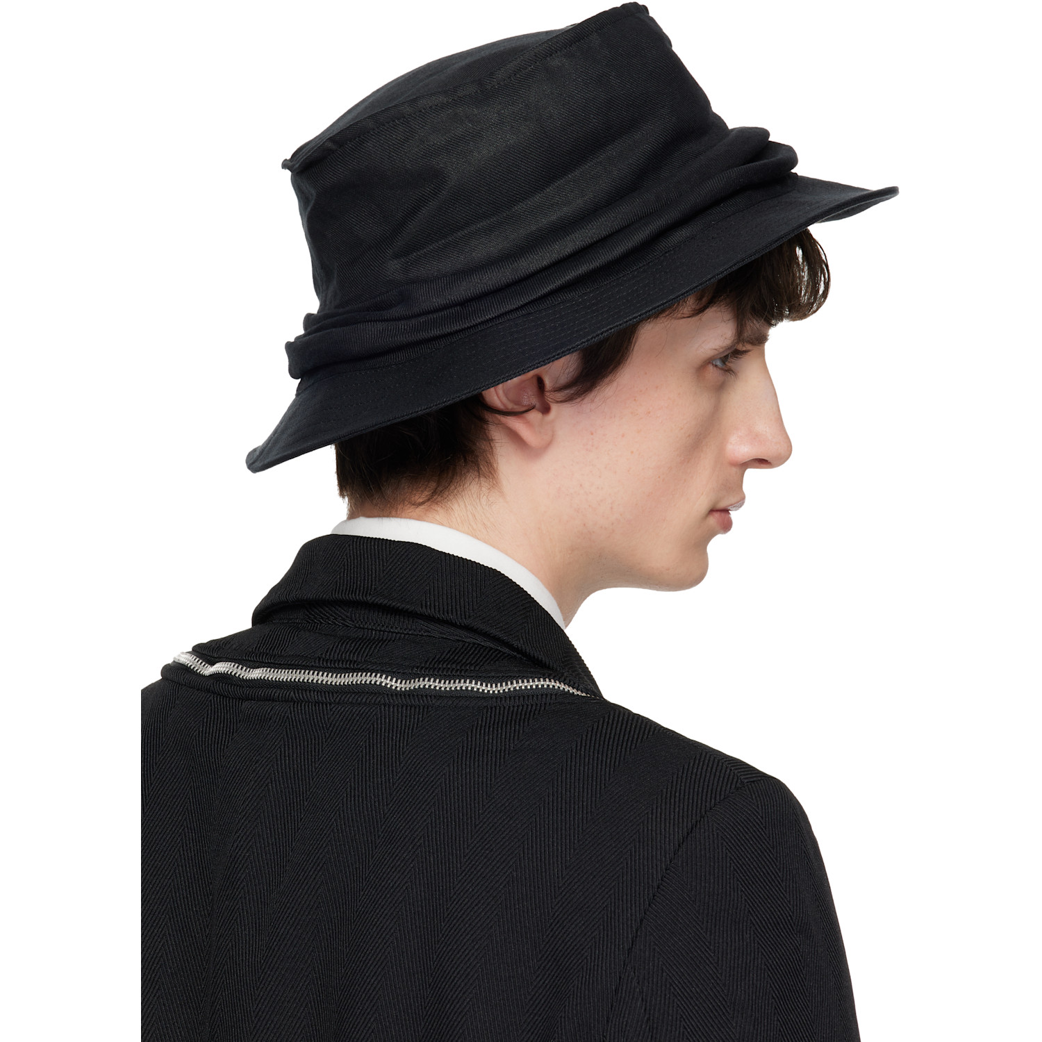  Yohji Yamamoto Black Drape Bucket Hat 