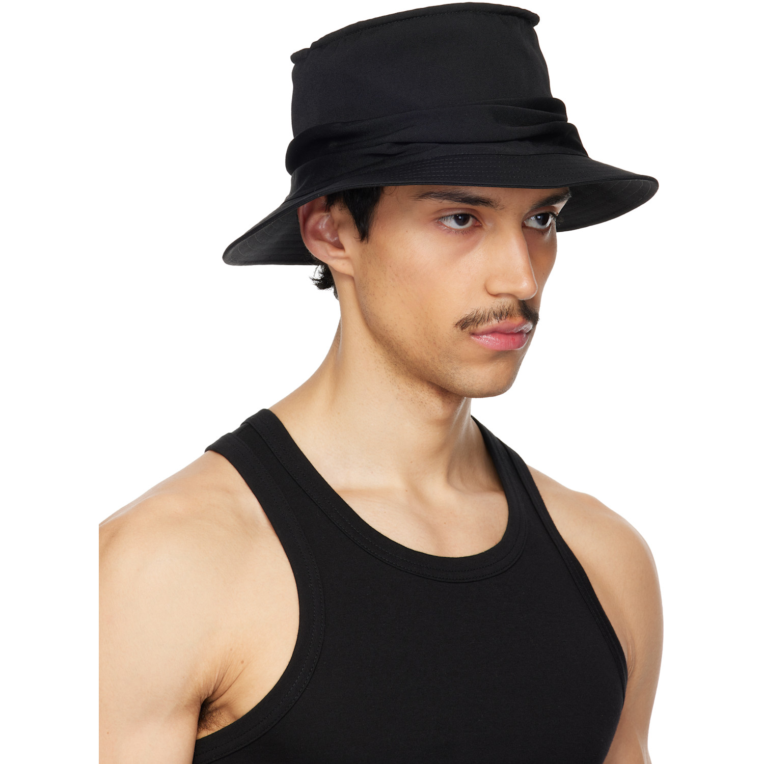  Yohji Yamamoto Black Gabardine Drape Hat 