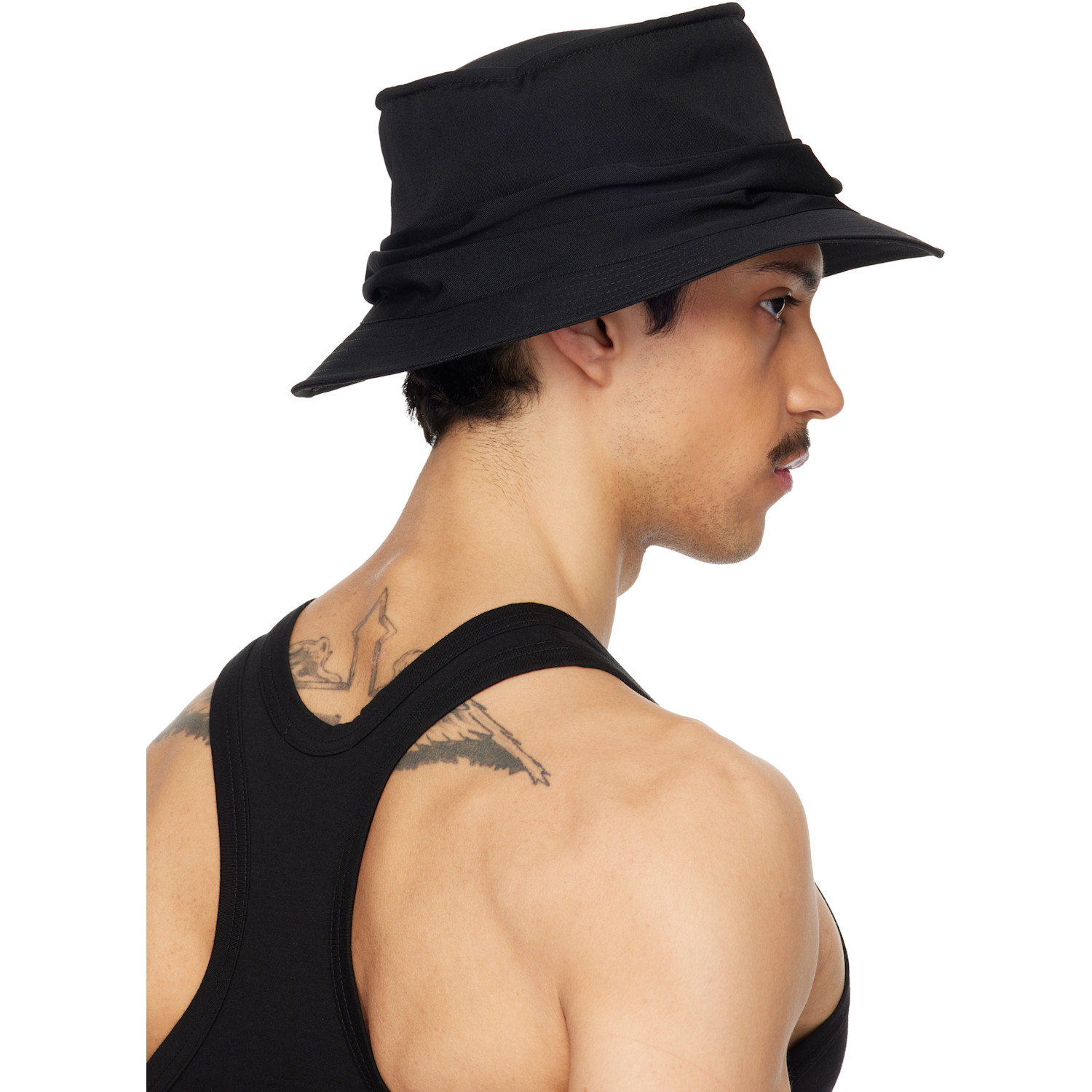  Yohji Yamamoto Black Gabardine Drape Hat 
