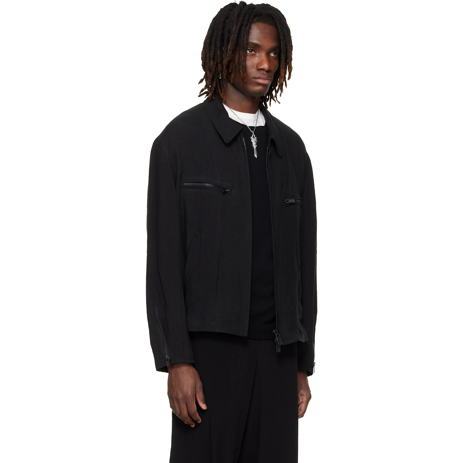  Yohji Yamamoto Black Zip Blouson Jacket 