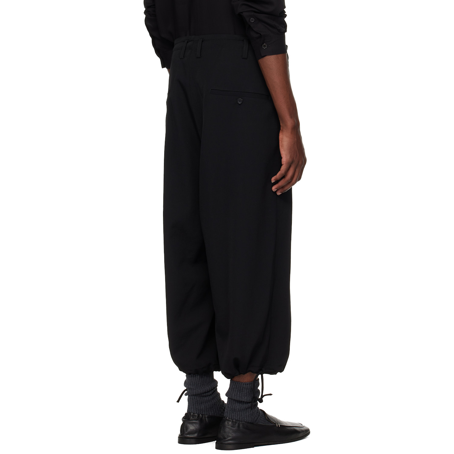  Yohji Yamamoto Black Wool Gabardine String Trousers 