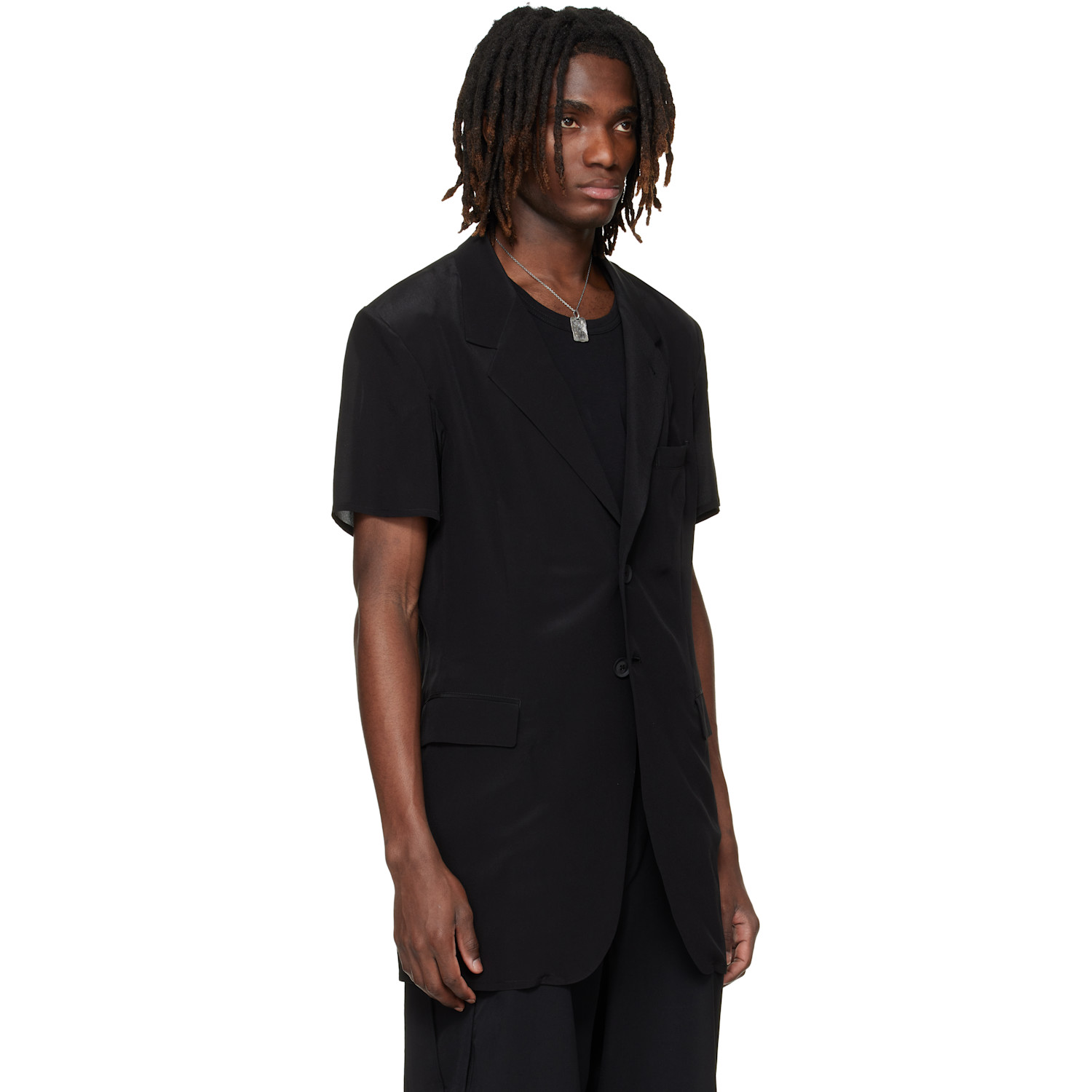  Yohji Yamamoto Black Short Sleeve Blazer 