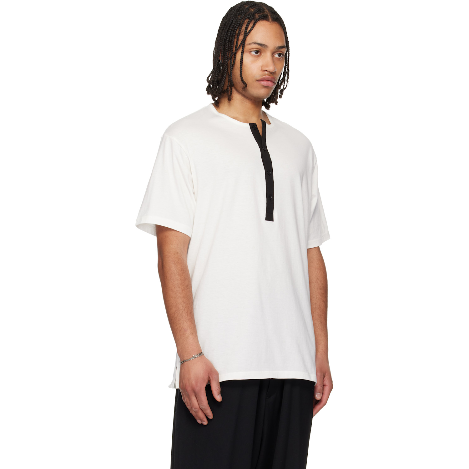  Yohji Yamamoto Off-white Short Sleeve Henley 