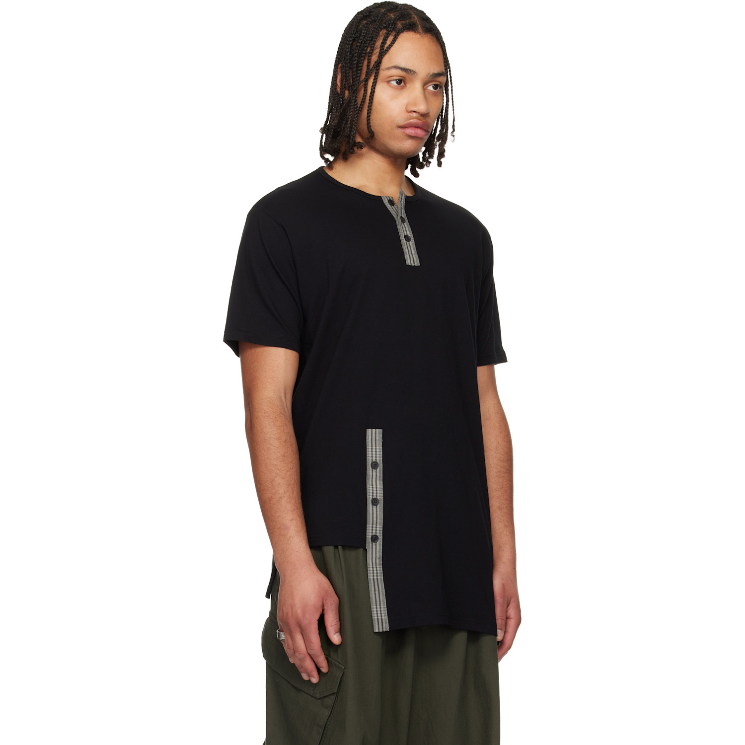  Yohji Yamamoto Black Asymmetrical Henley 