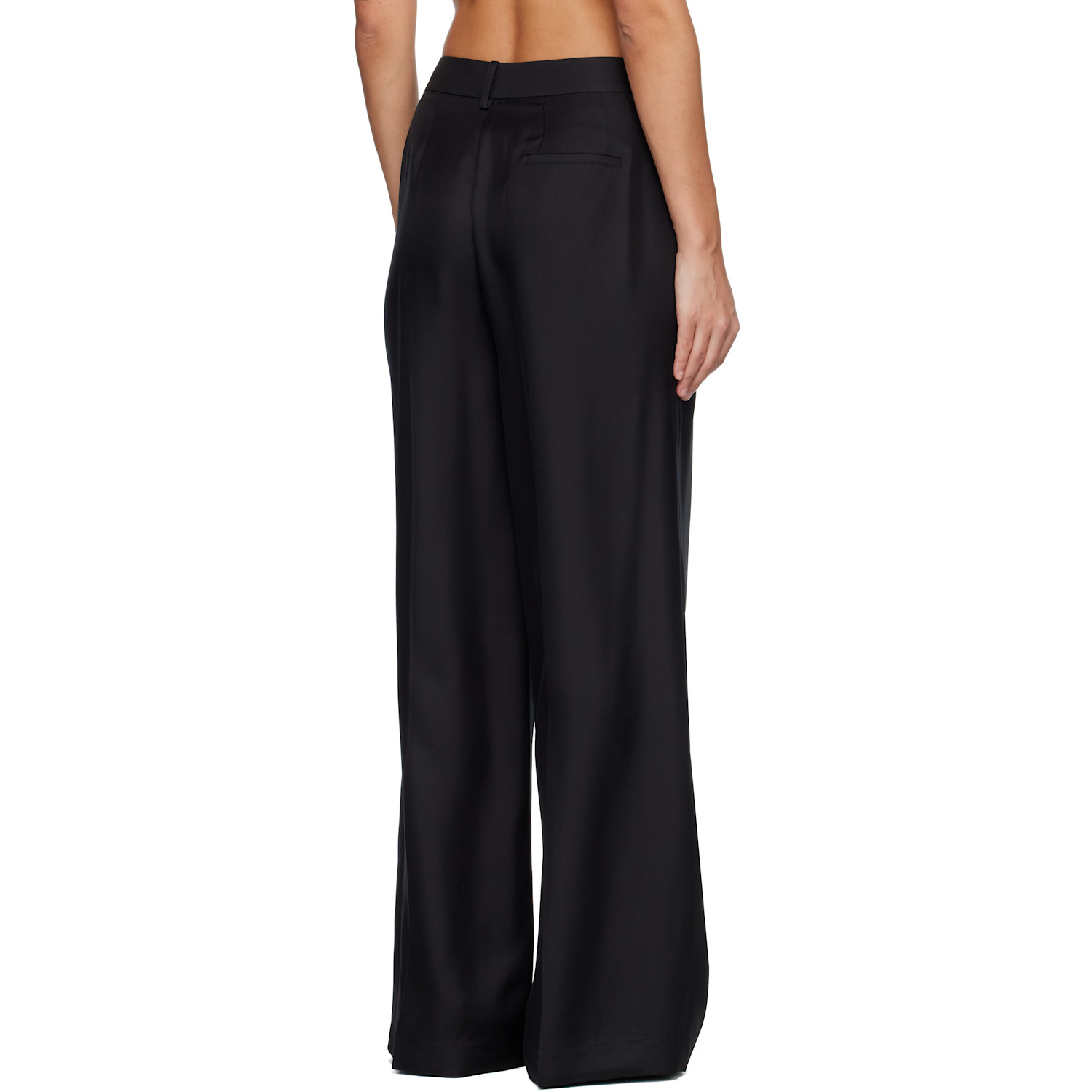  Lisa Yang Black Silk Tailored Wide Leg Trousers 