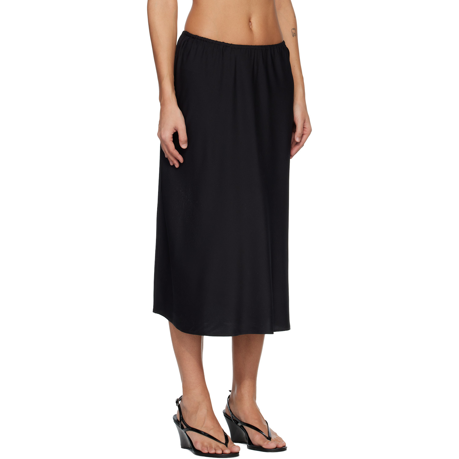  Lisa Yang Black Silk Midi Skirt 