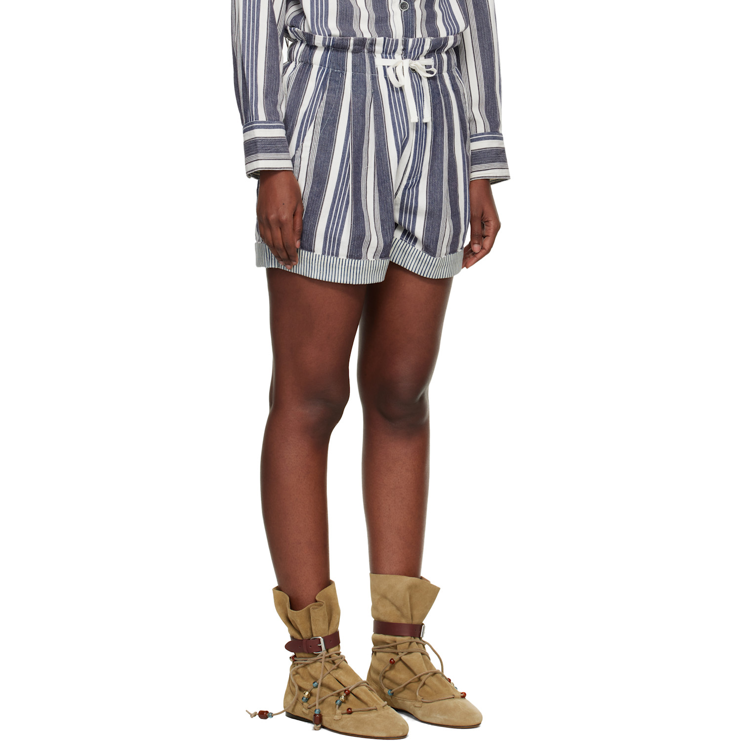  Isabel Marant Etoile Navy & Off-white Nirma Summer Striped Shorts 