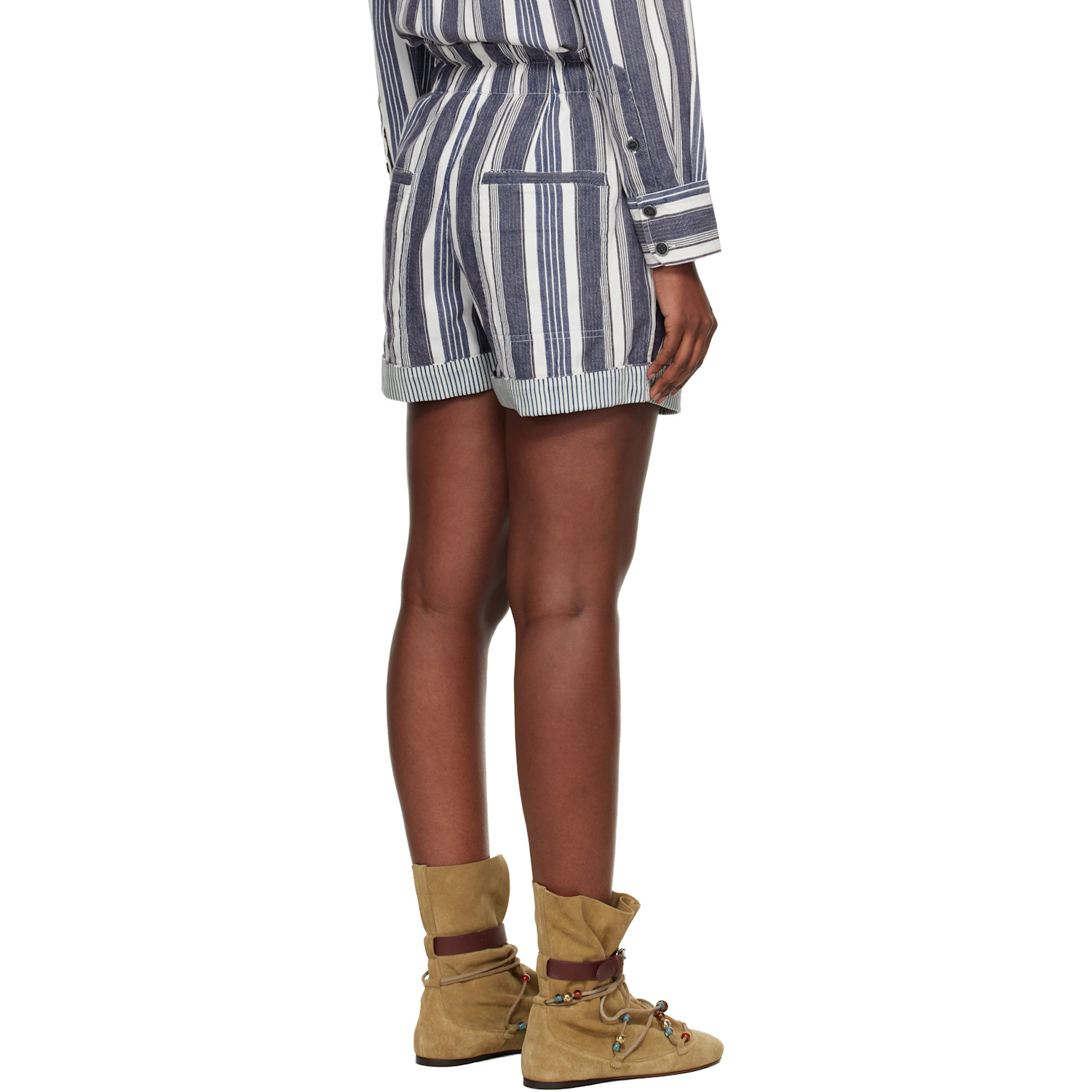  Isabel Marant Etoile Navy & Off-white Nirma Summer Striped Shorts 