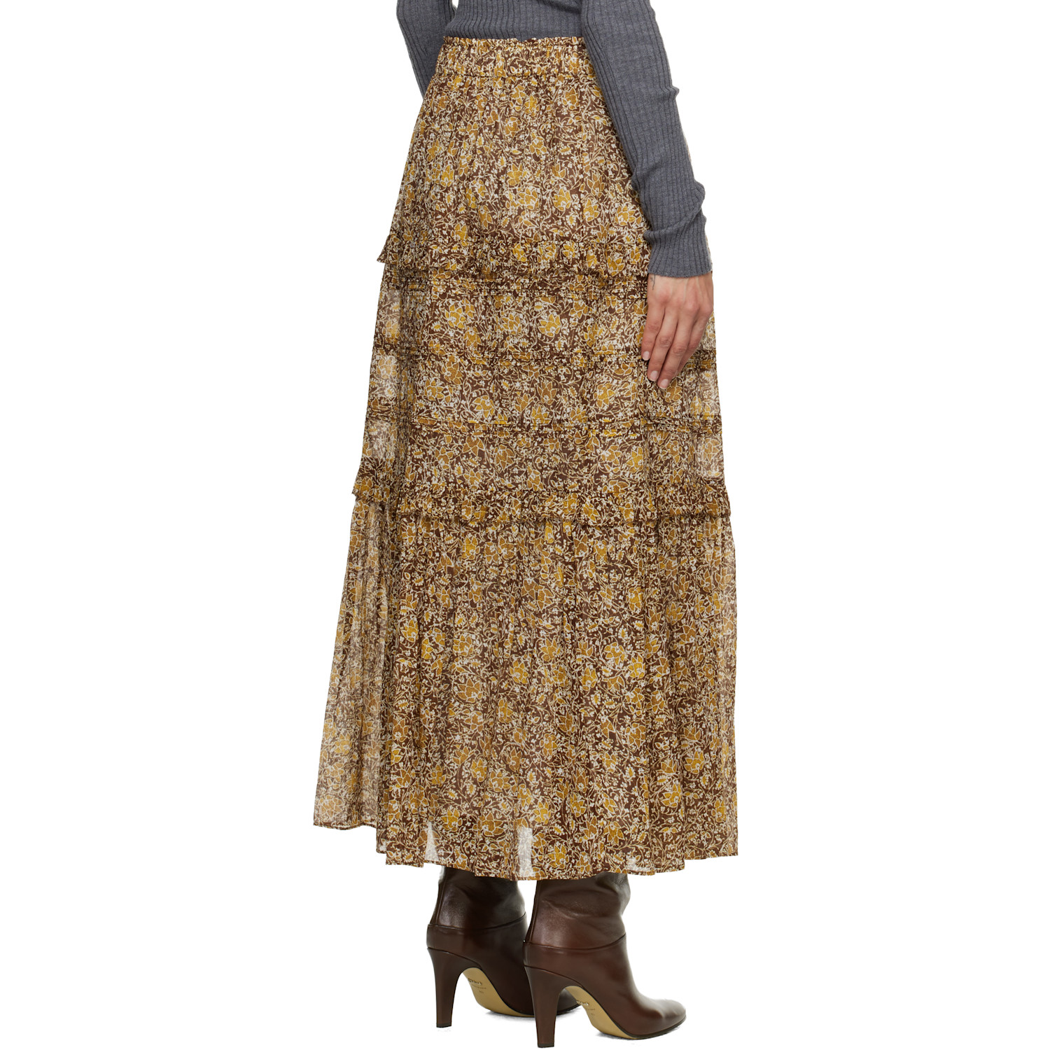  Isabel Marant Etoile Brown & Khaki Volomia Maxi Skirt 