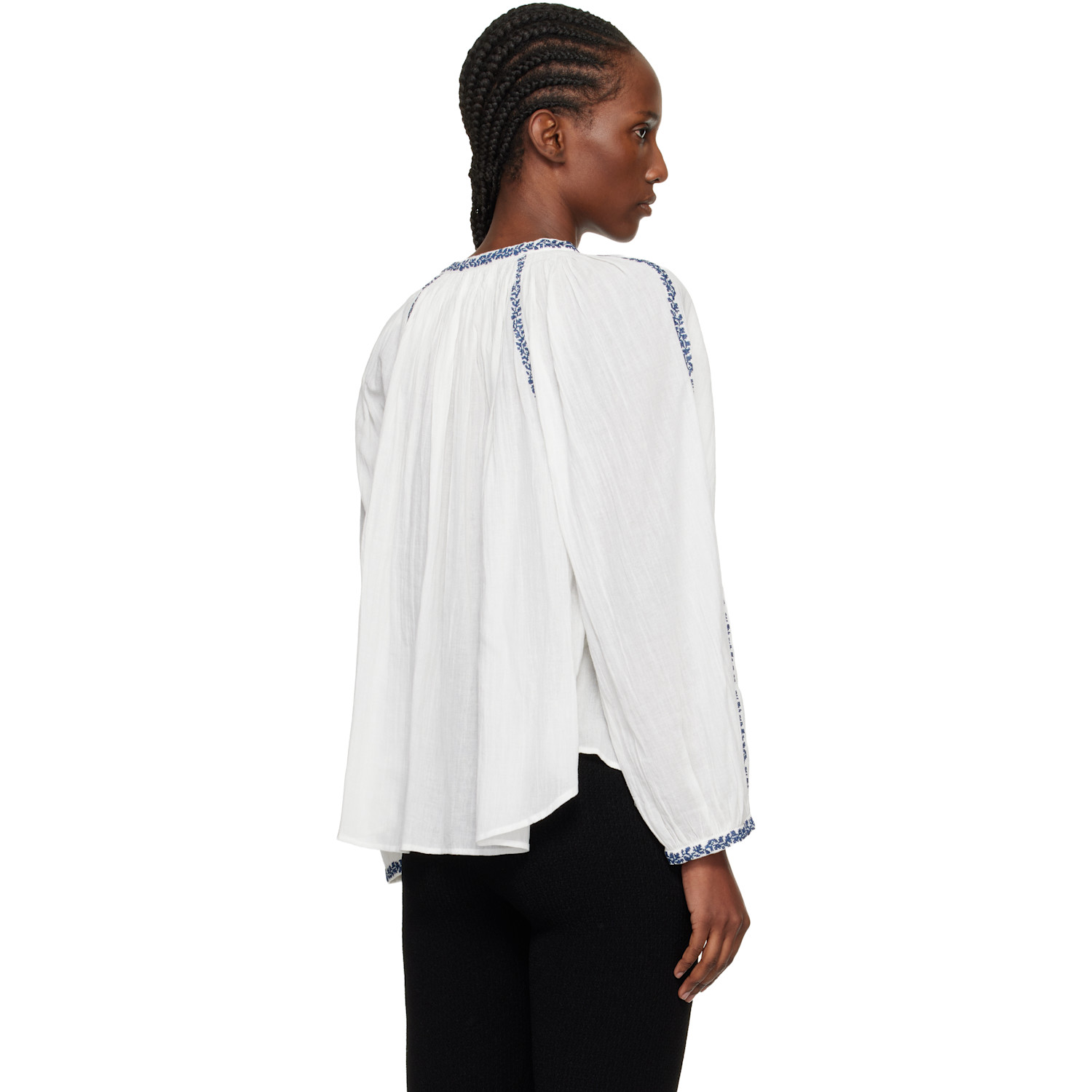  Isabel Marant Etoile White Lena Summer Embroidered Blouse 