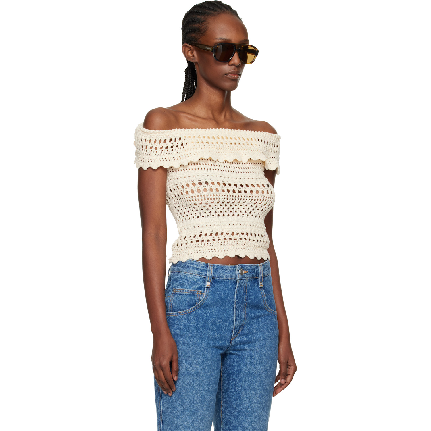  Isabel Marant Etoile Off-white Zaelle Summer Crochet Knit Top 