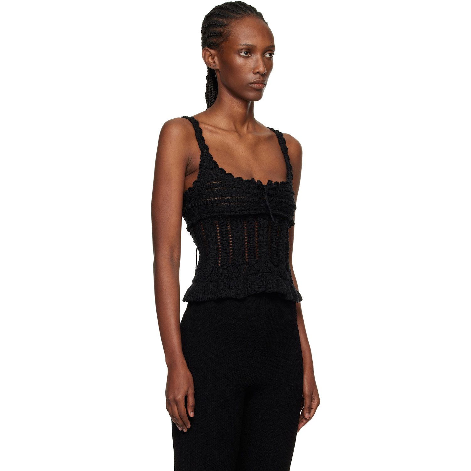  Isabel Marant Etoile Black Neves Frilly Cotton Knit Top 