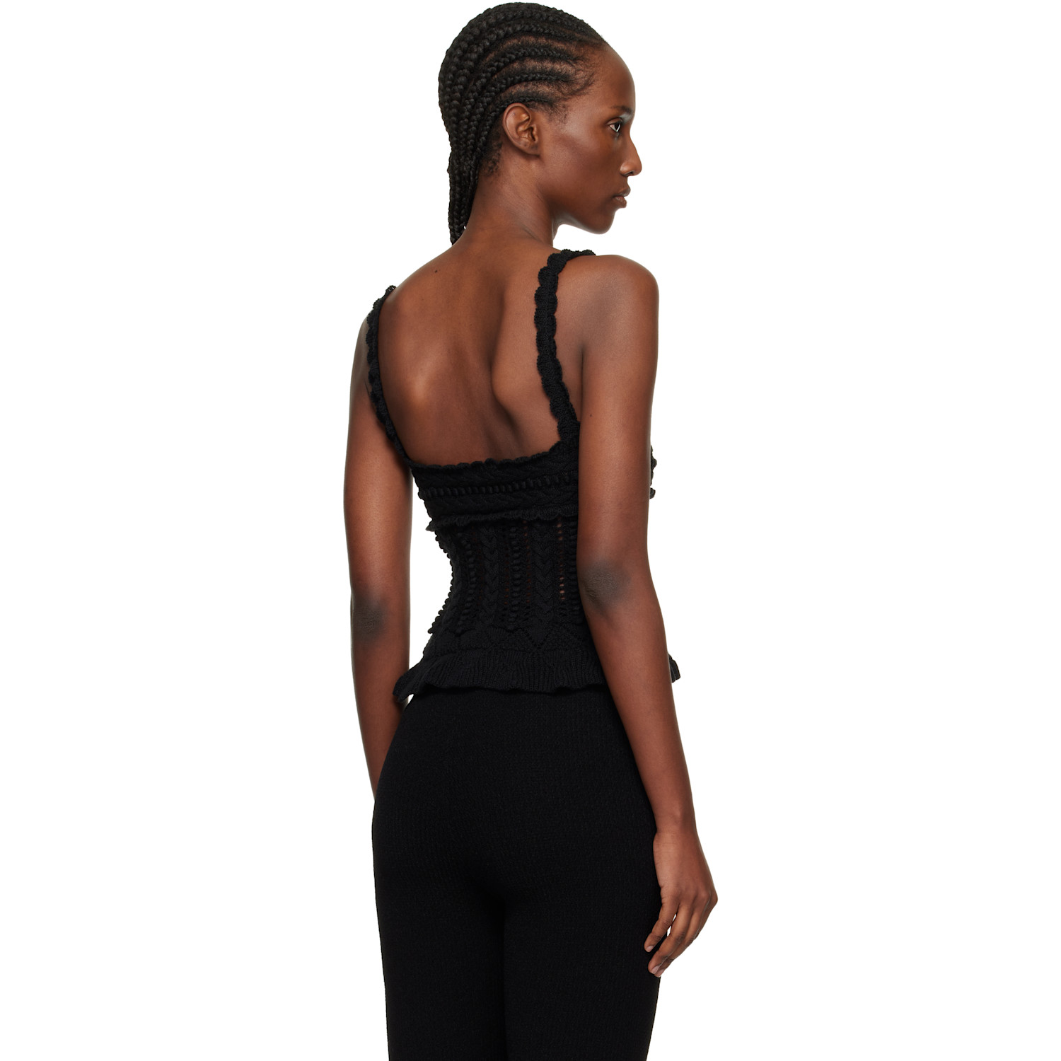  Isabel Marant Etoile Black Neves Frilly Cotton Knit Top 