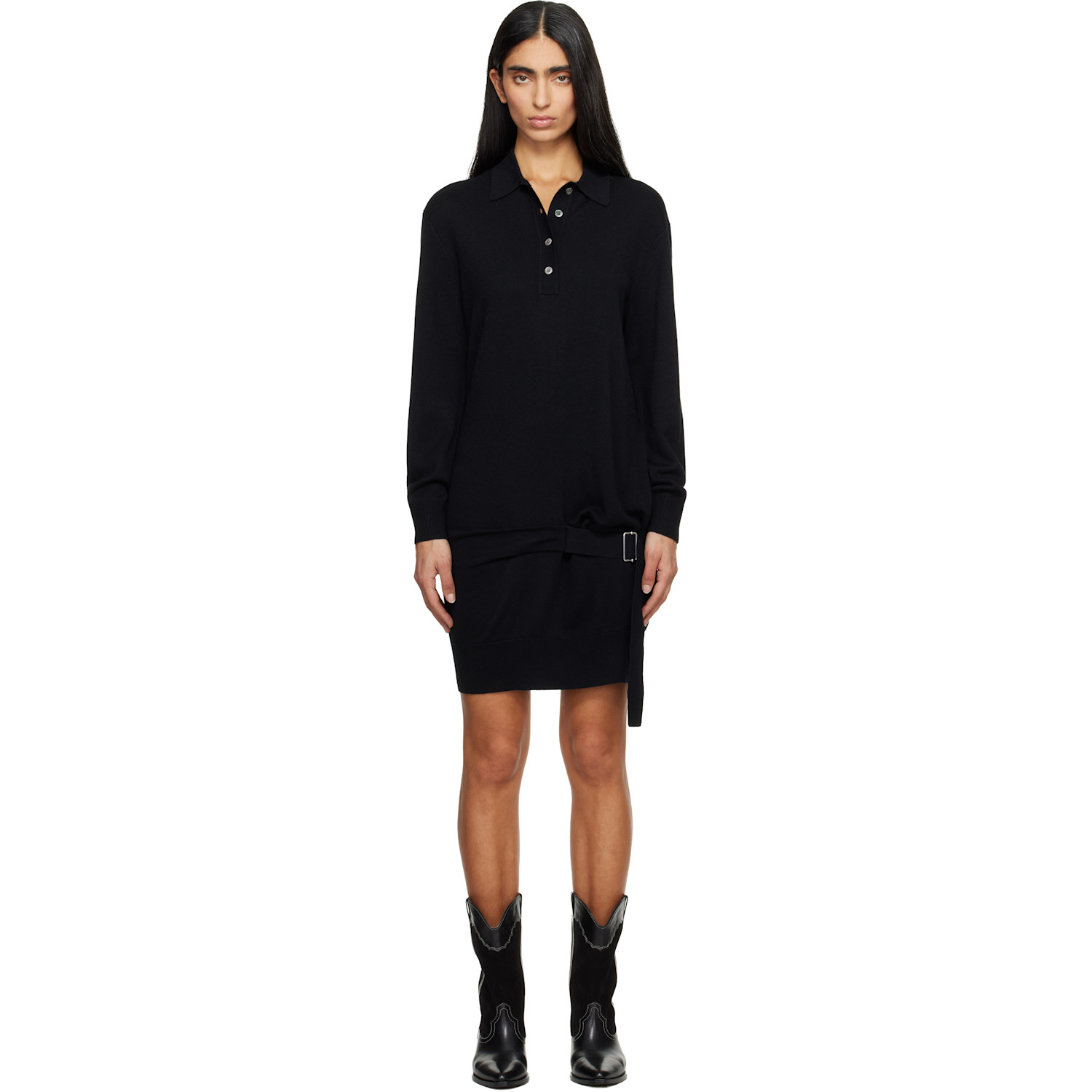 Isabel Marant Black Bathilde Essential Fluid Knit Minidress