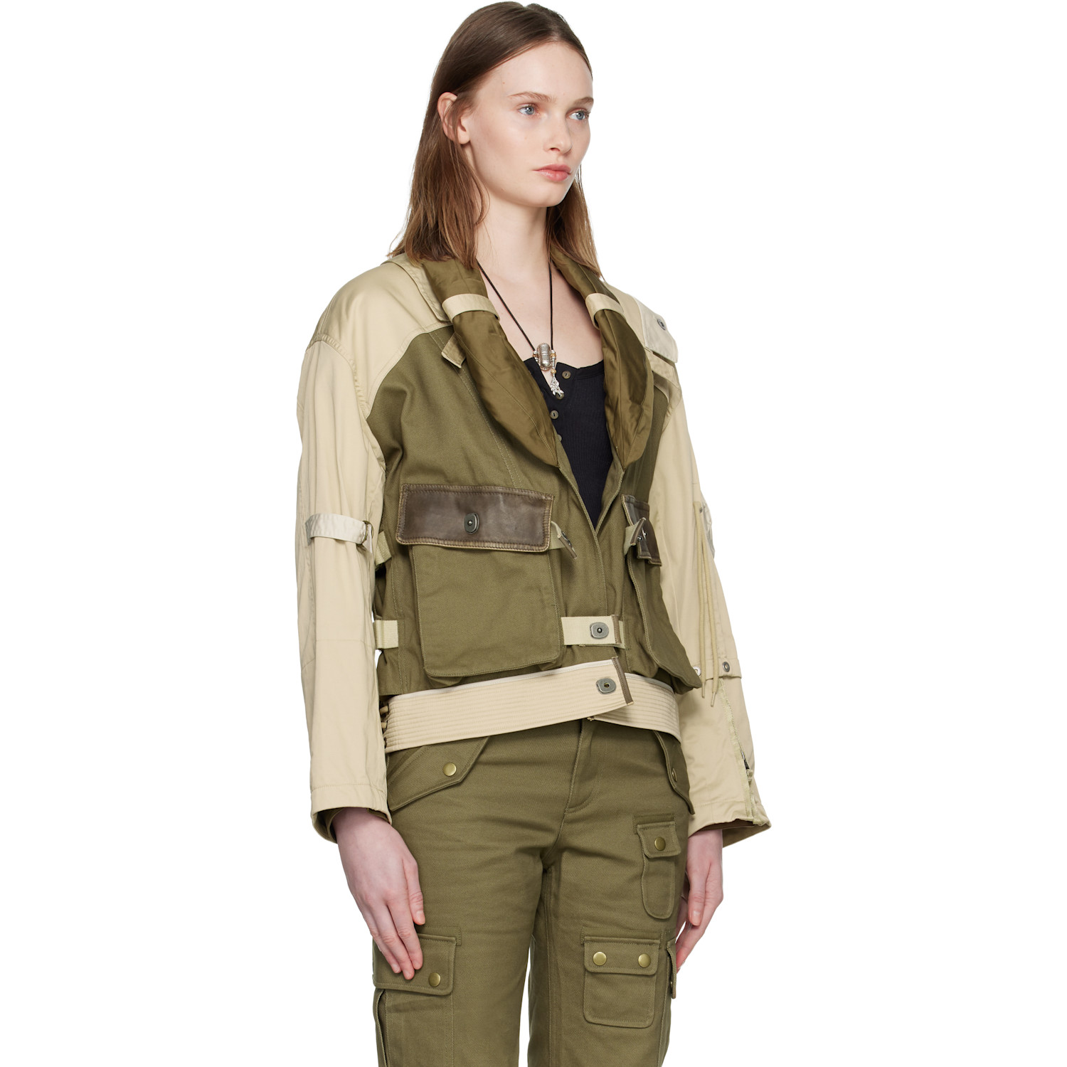  Isabel Marant Khaki & Beige Julissa Bomber Jacket 
