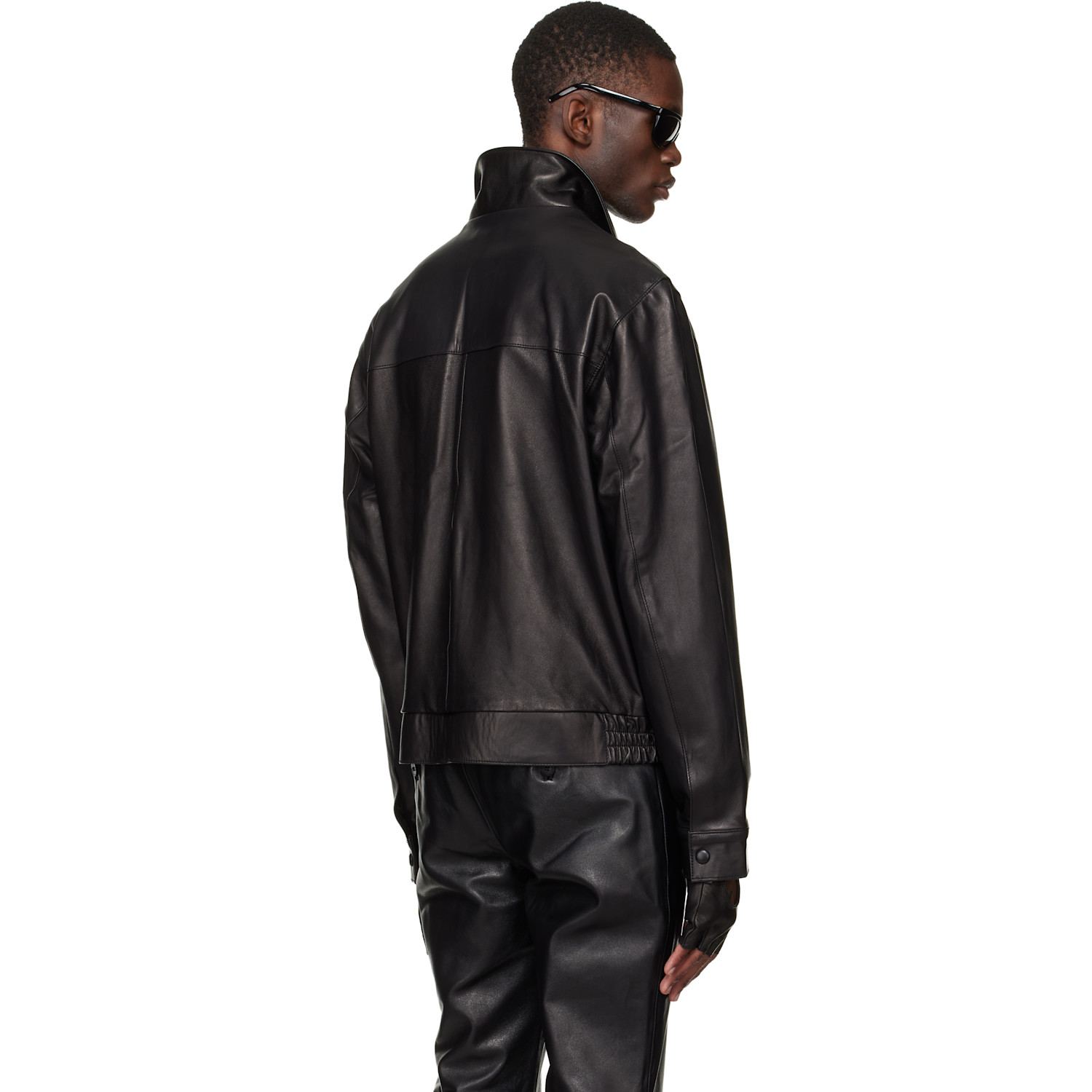  Ernest W. Baker Black Leather Bomber Jacket 
