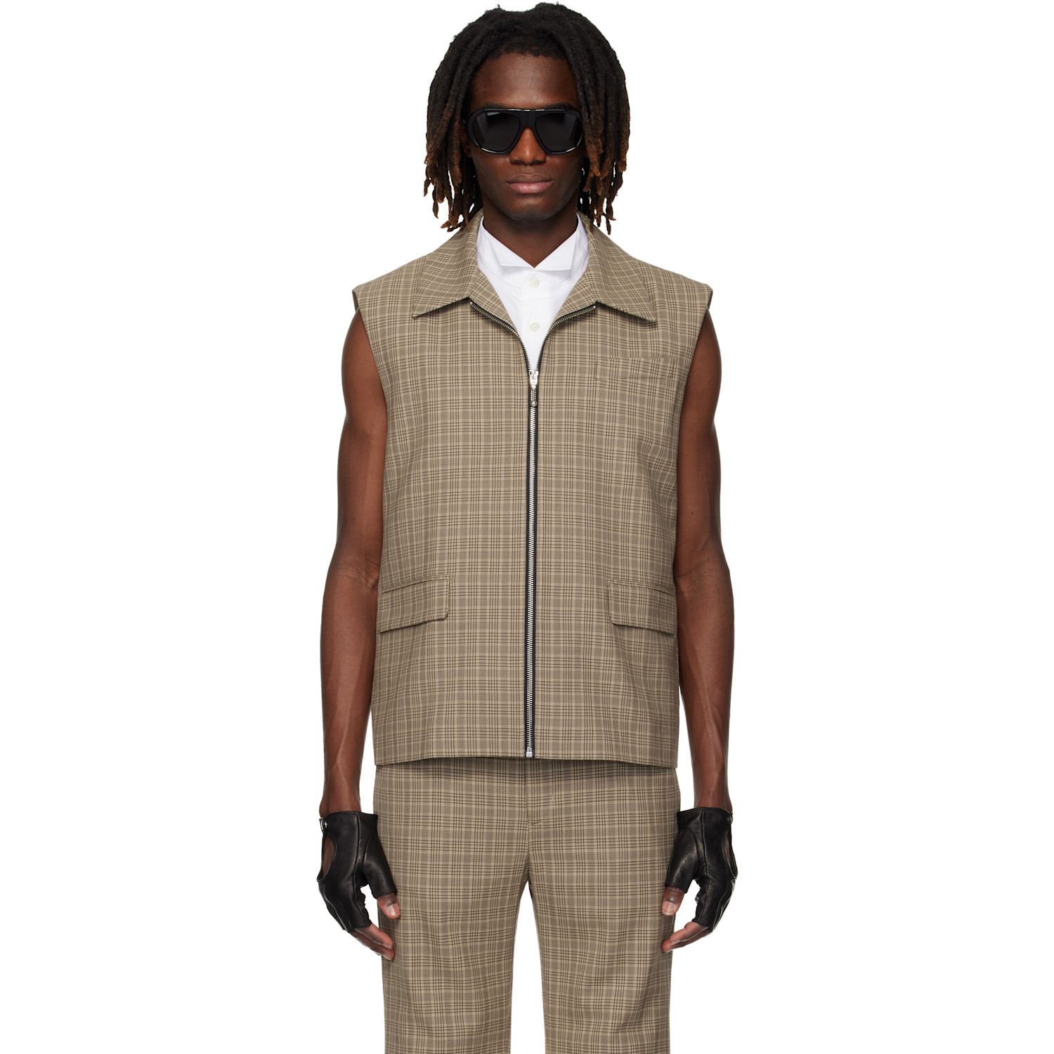 Ernest W. Baker Brown Sleeveless Tailored Jacket Vest