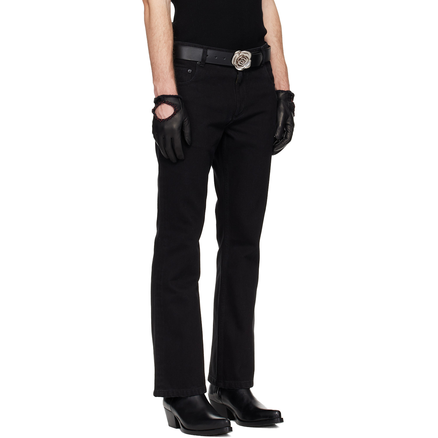  Ernest W. Baker Black Flare Jeans 