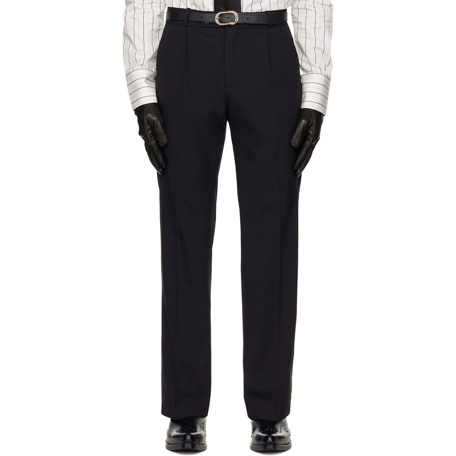 Ernest W. Baker Black Pleated Straight Fit Trousers