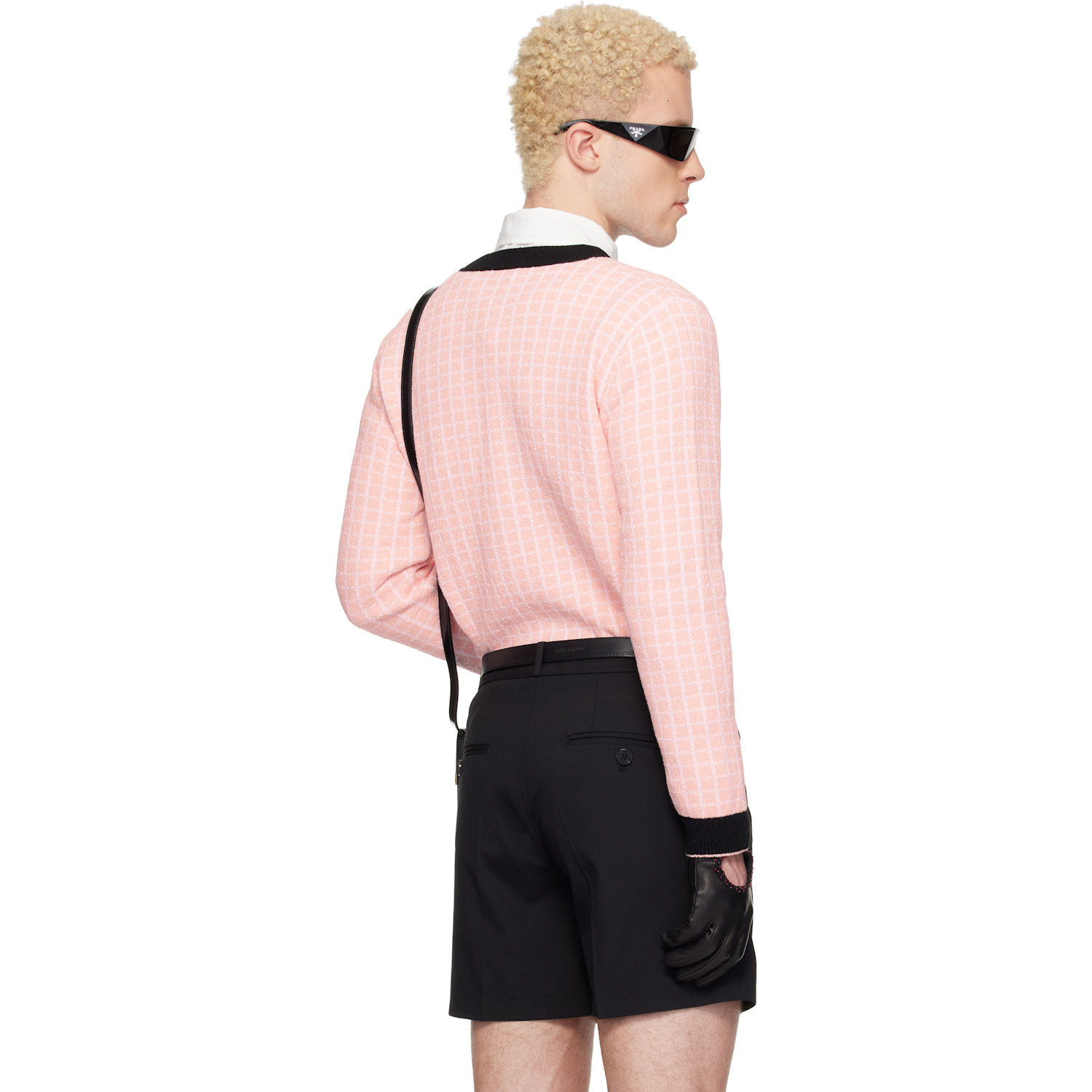  Ernest W. Baker Pink & White Check Boucle Cardigan 