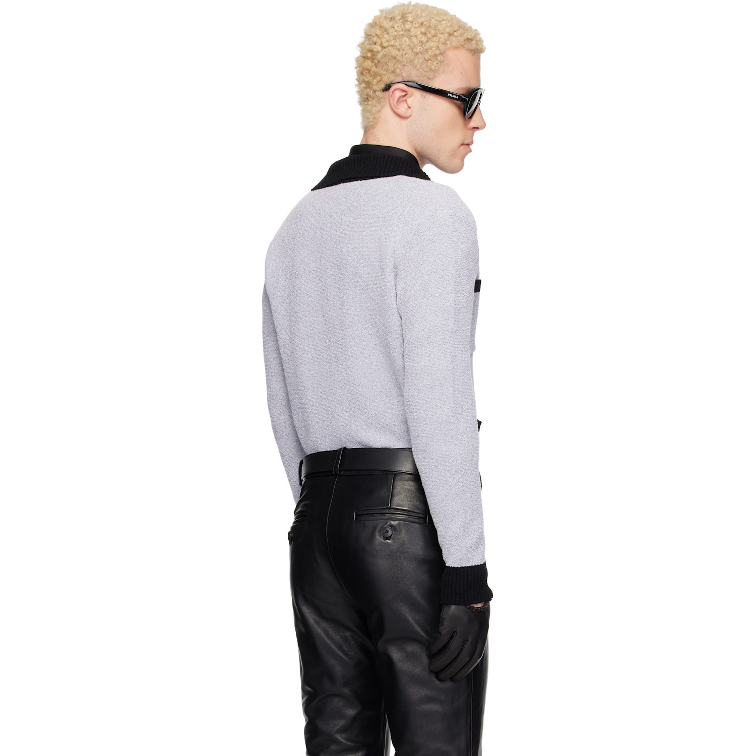  Ernest W. Baker Gray Four Pocket Boucle Cardigan 