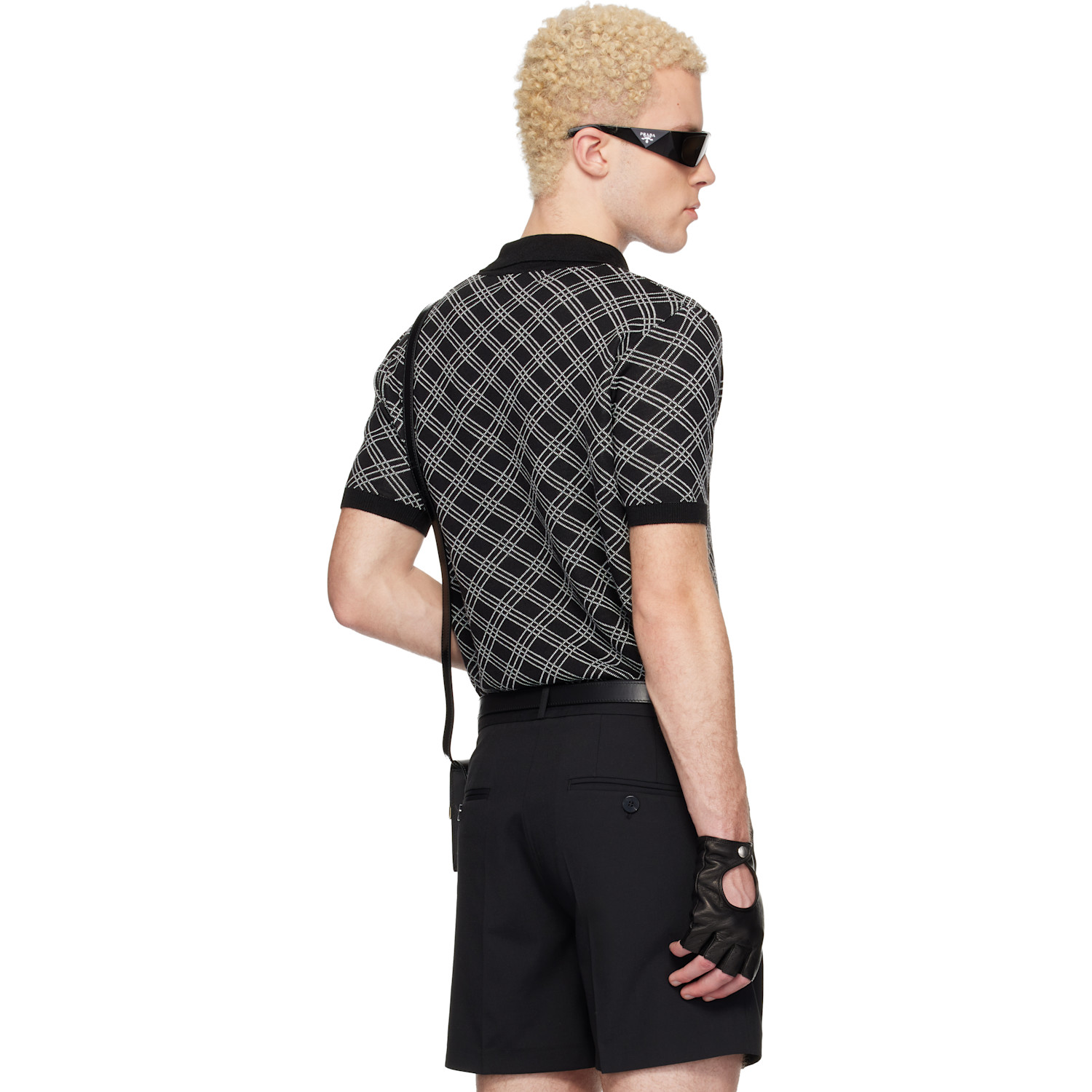 Ernest W. Baker Black Check Jacquard Polo 