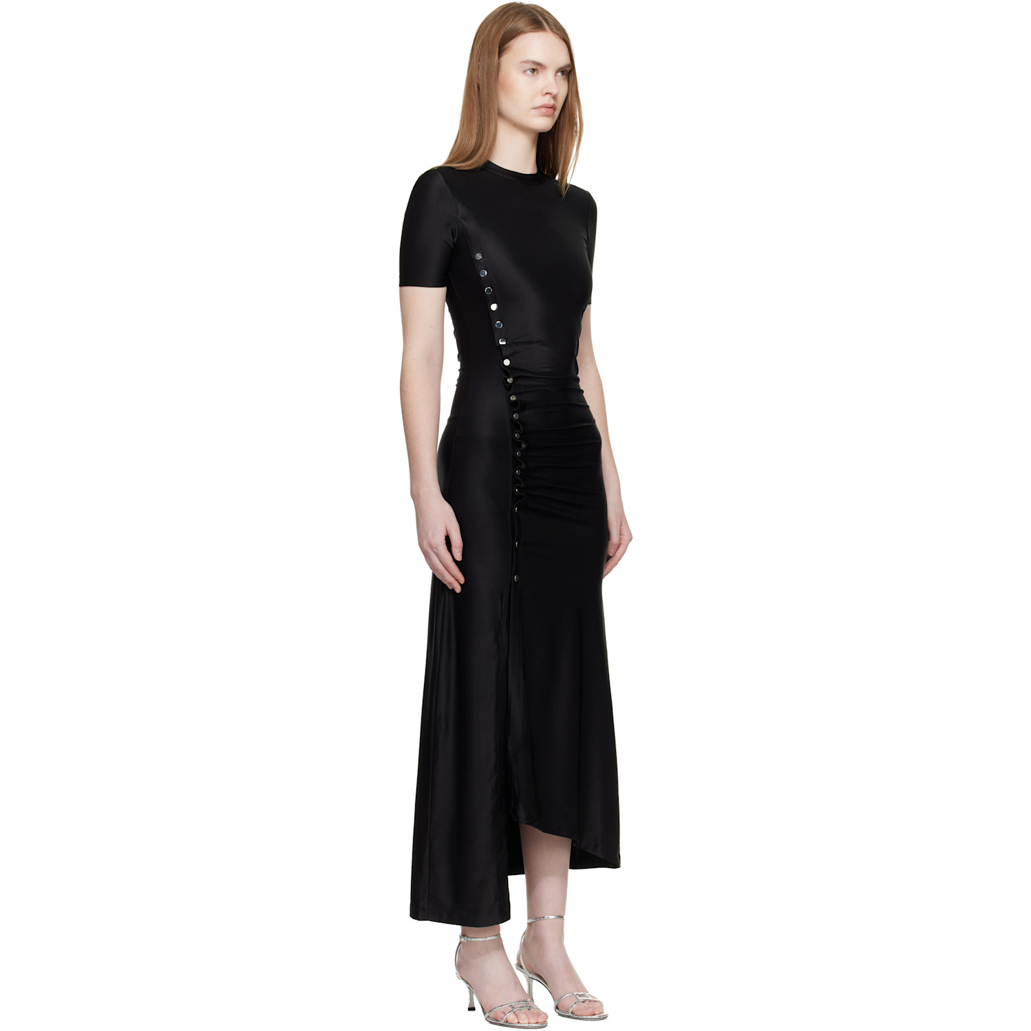  Rabanne Black Draped Midi Dress 