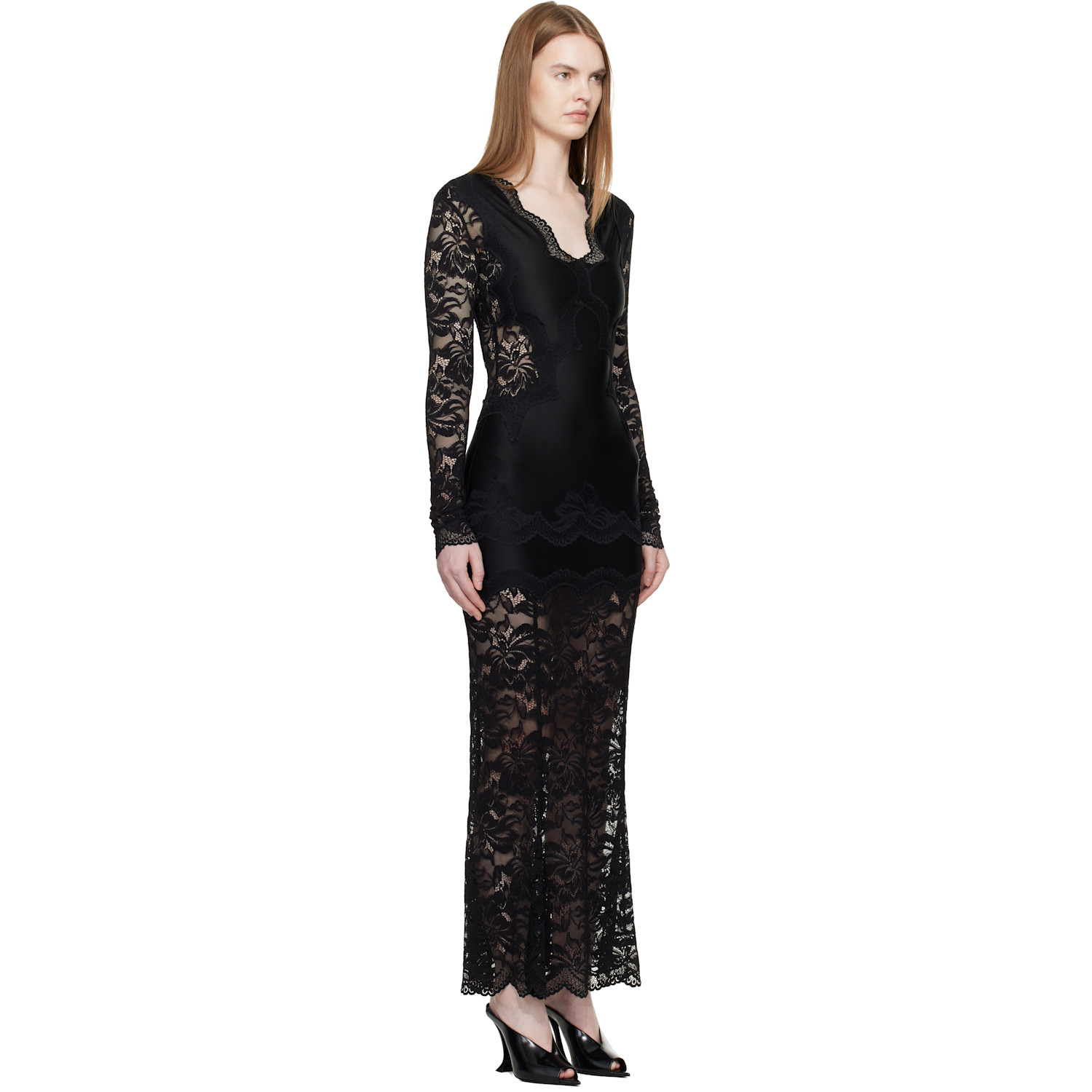  Rabanne Black Lace Maxi Dress 