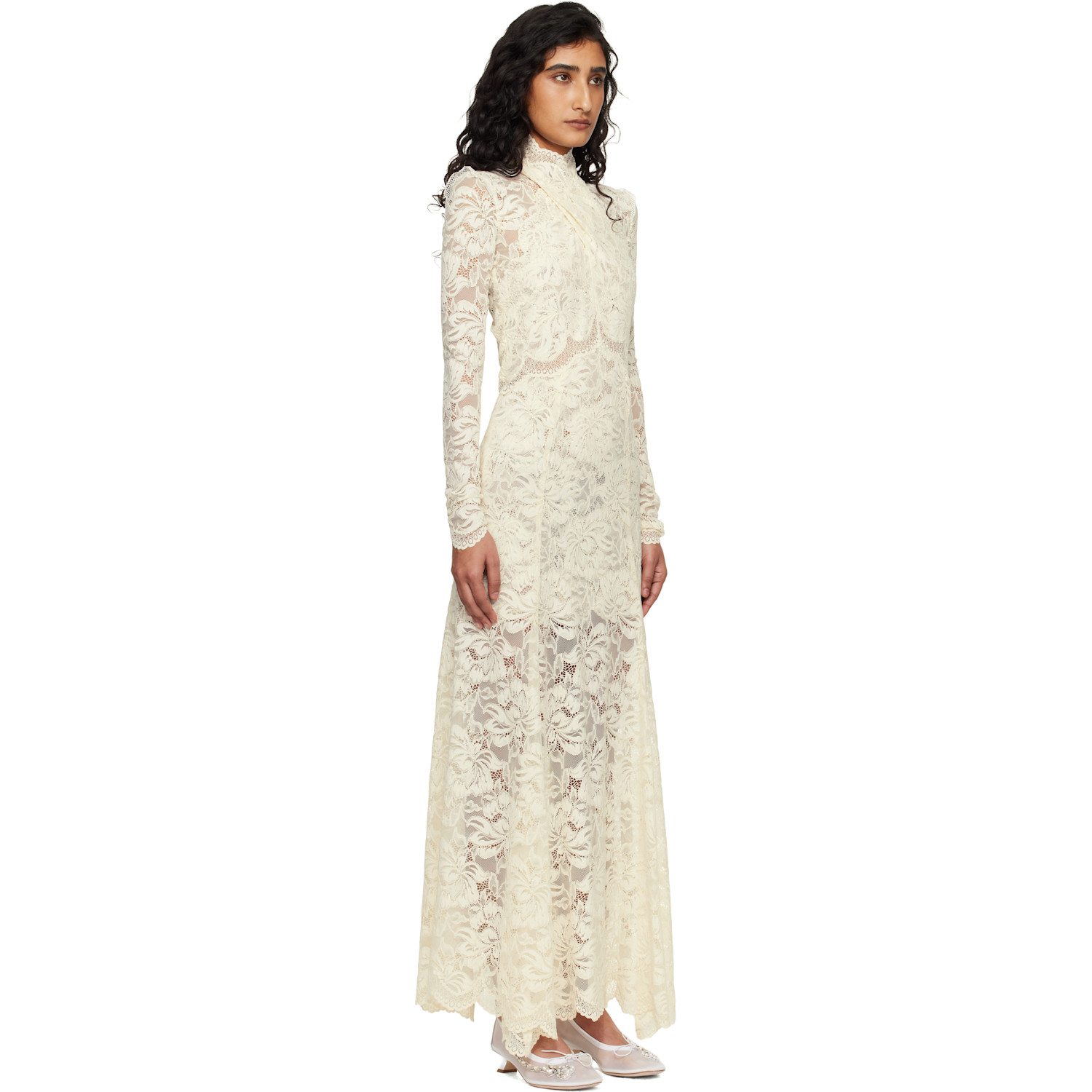  Rabanne Off-white Lace Cut-out Maxi Dress 