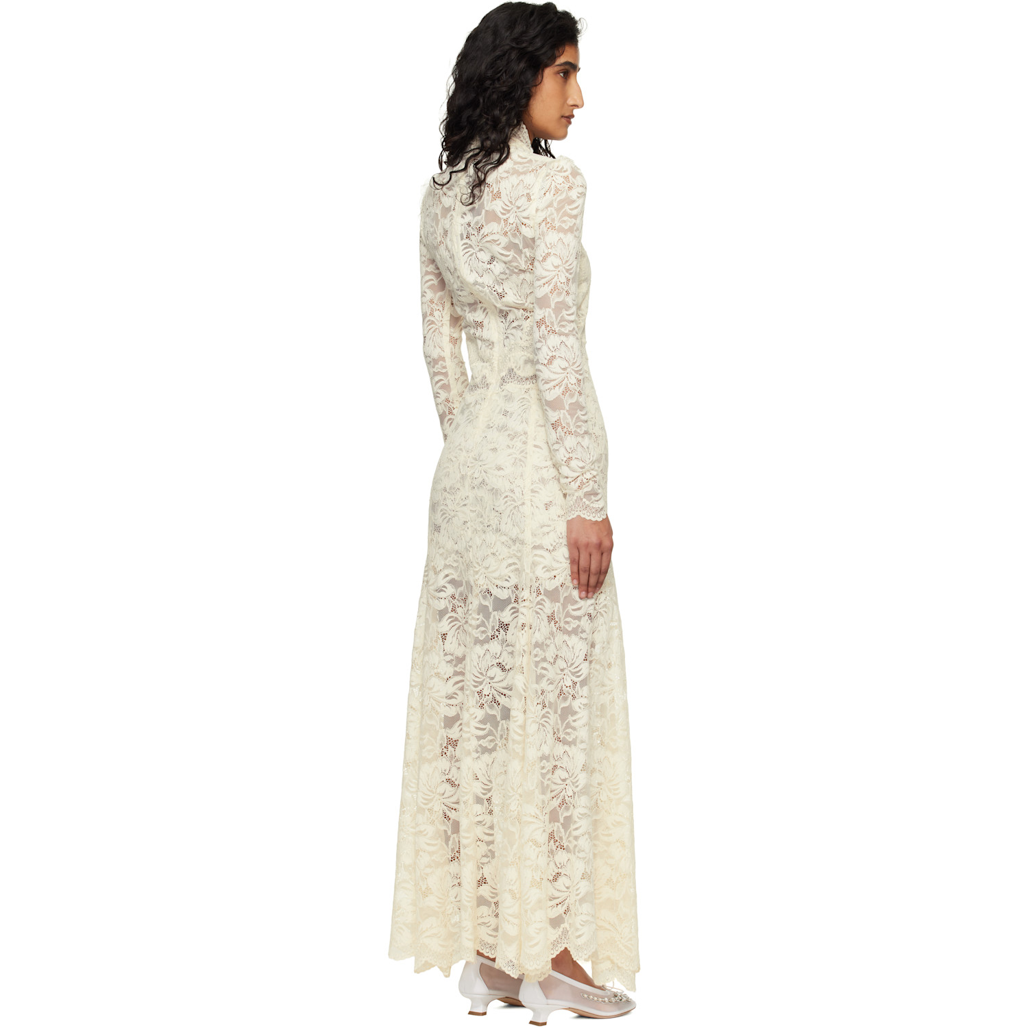  Rabanne Off-white Lace Cut-out Maxi Dress 