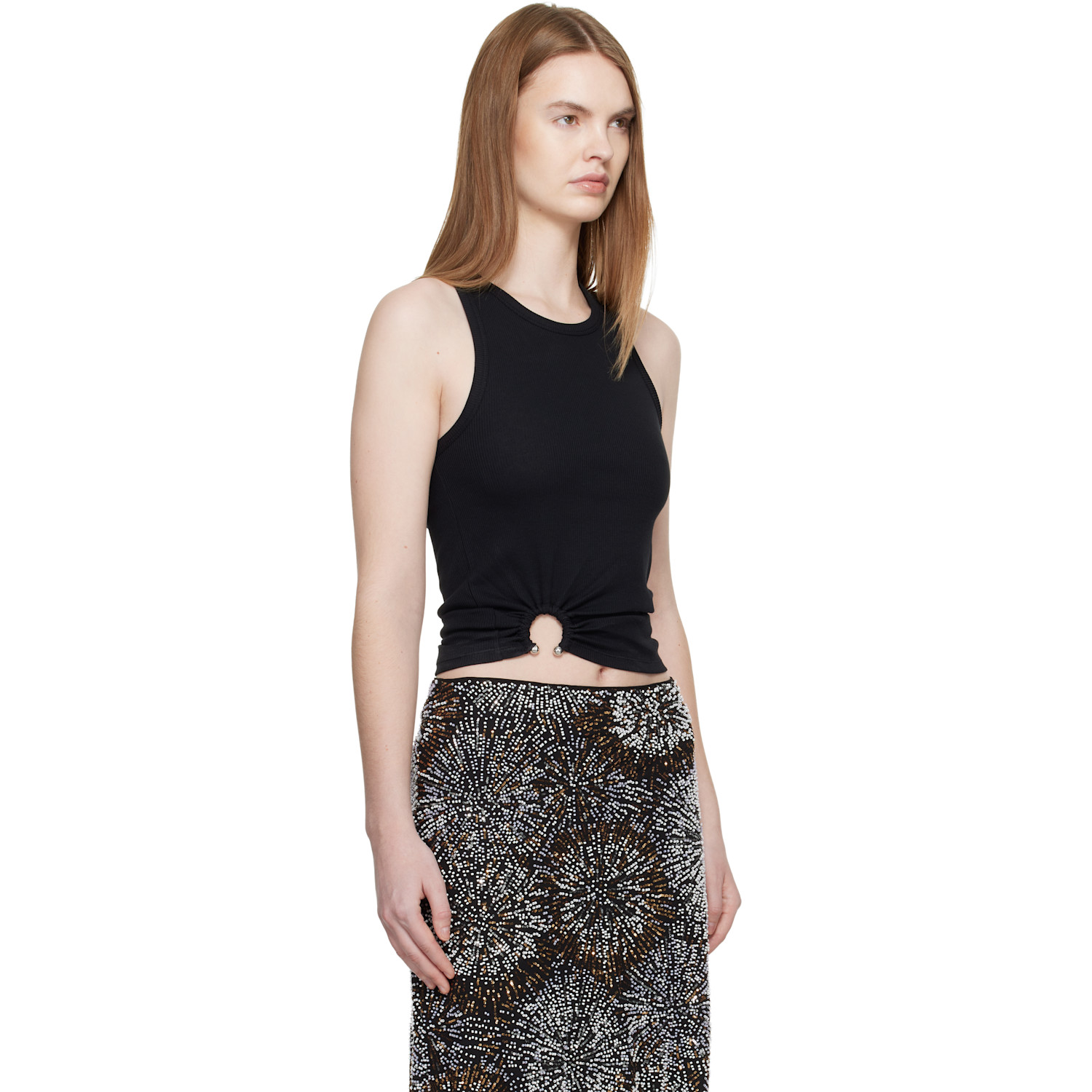 Rabanne Black Signature Piercing Tank Top 