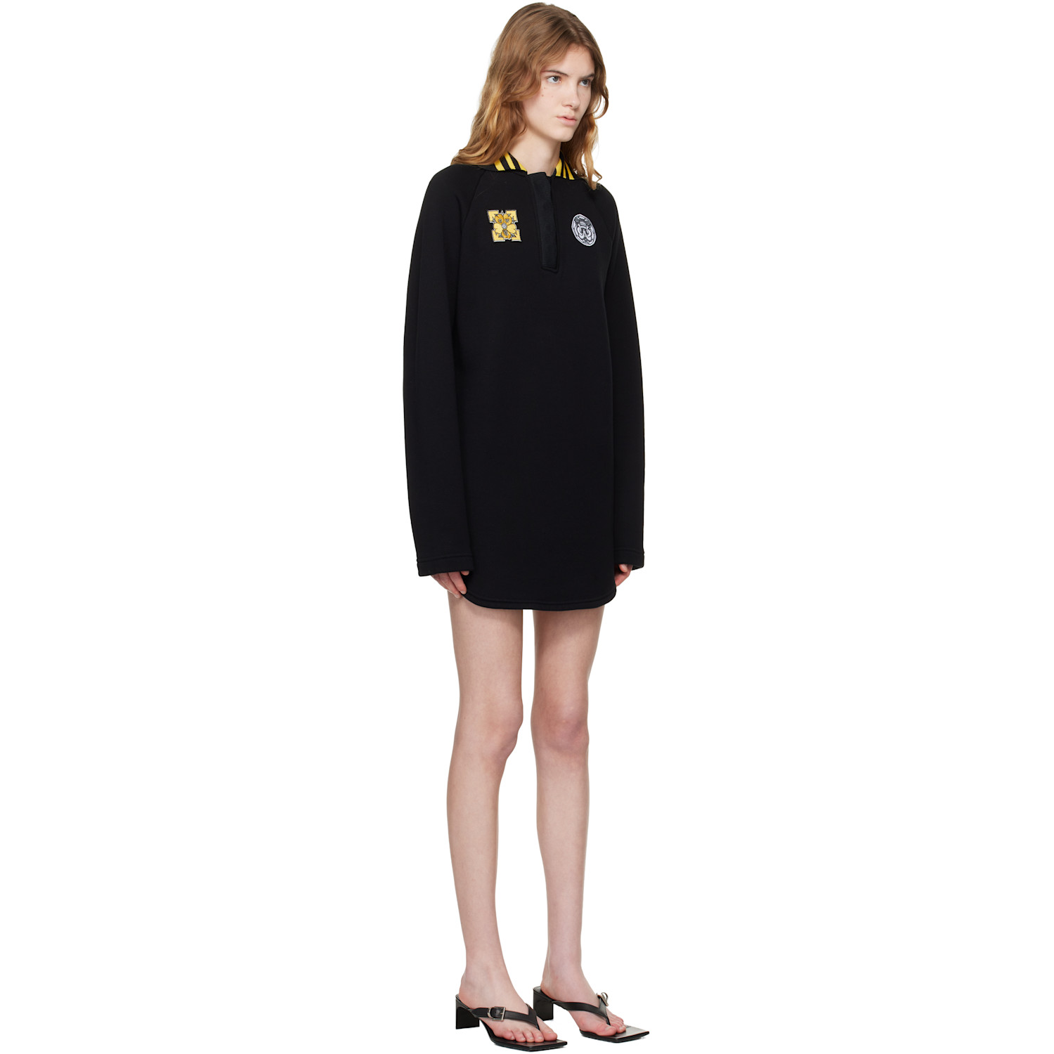  Off-white Black Sporty Polo Sweat Minidress 