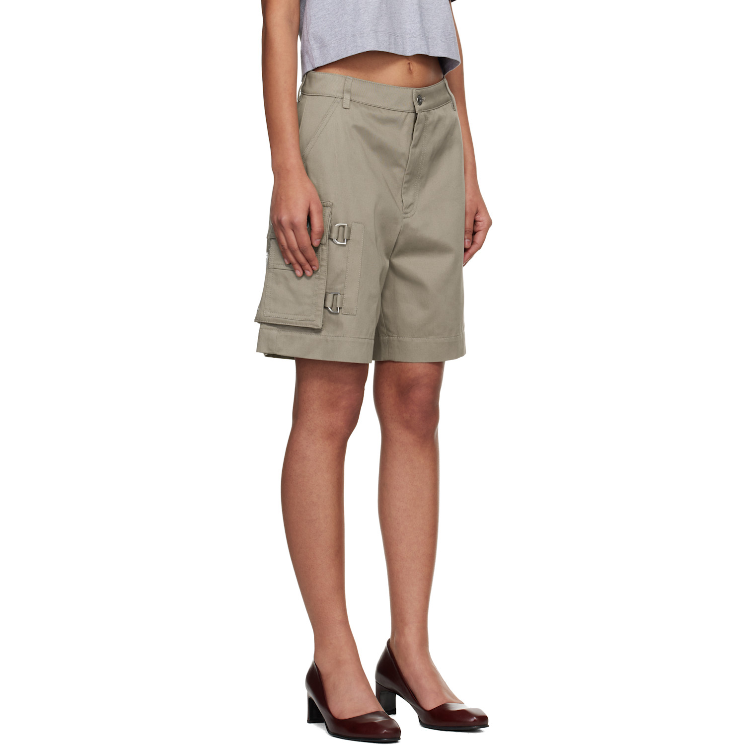  Off-white Beige Co Gab Pocket Shorts 