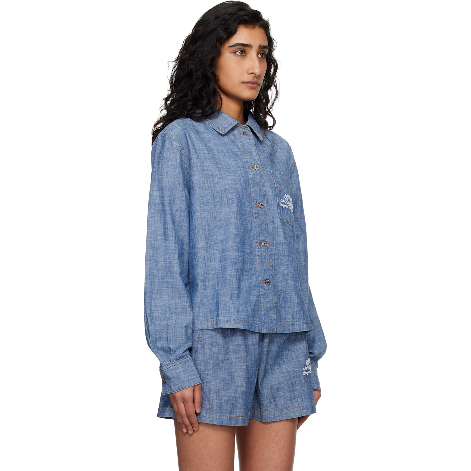  Off-white Blue Chambray Pajama Shirt 