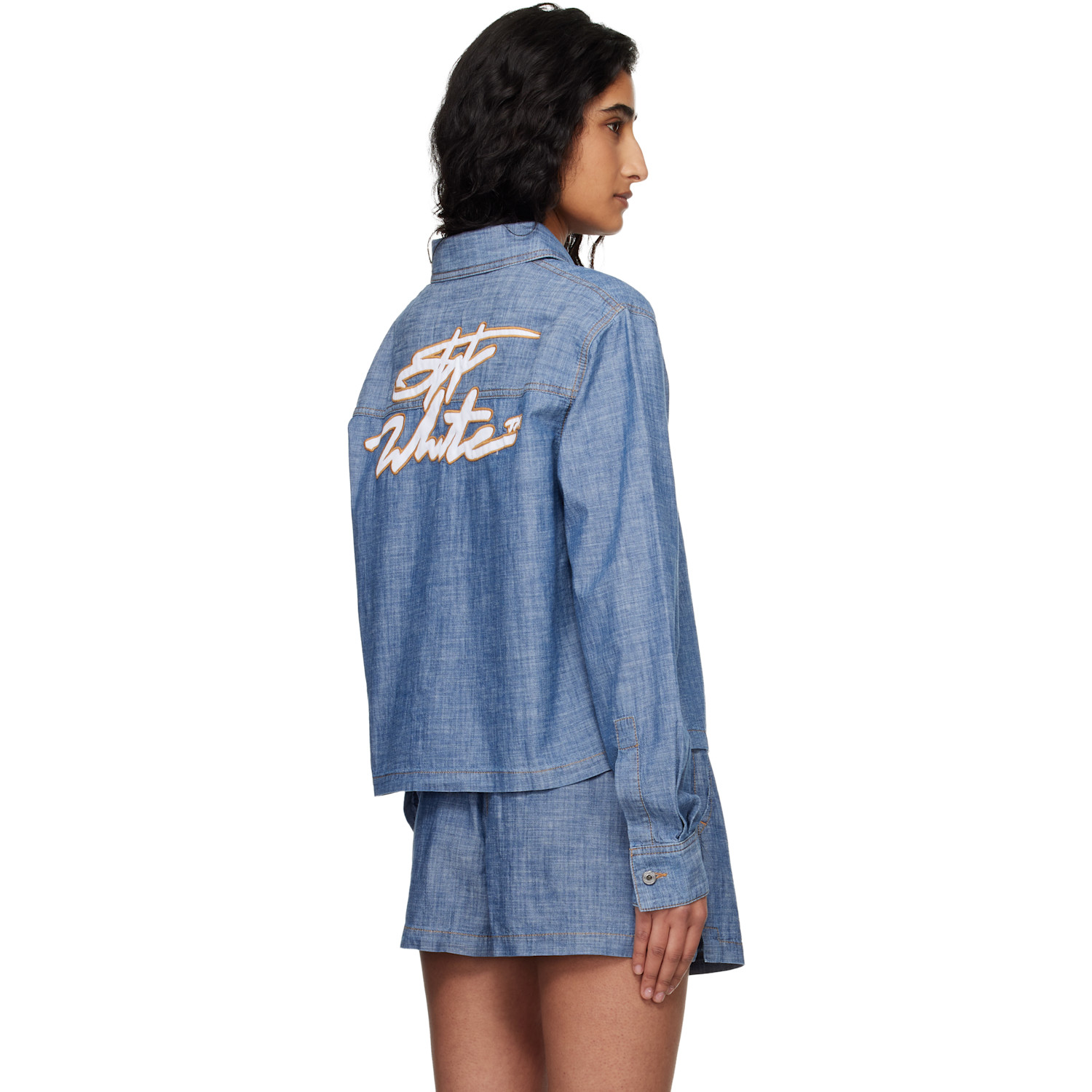  Off-white Blue Chambray Pajama Shirt 